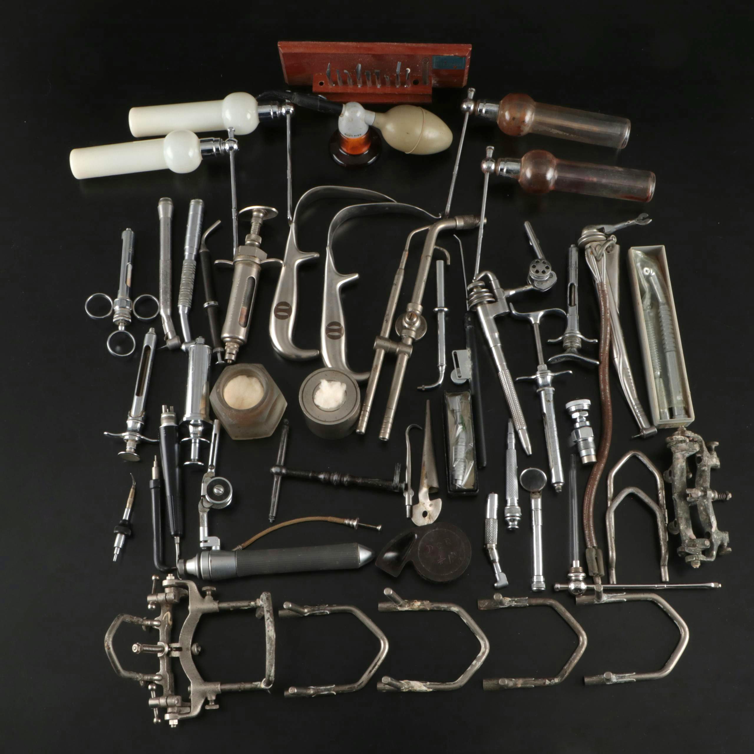 Novol Anestube Syringe with Glass Atomizers and More Vintage Dental Tools