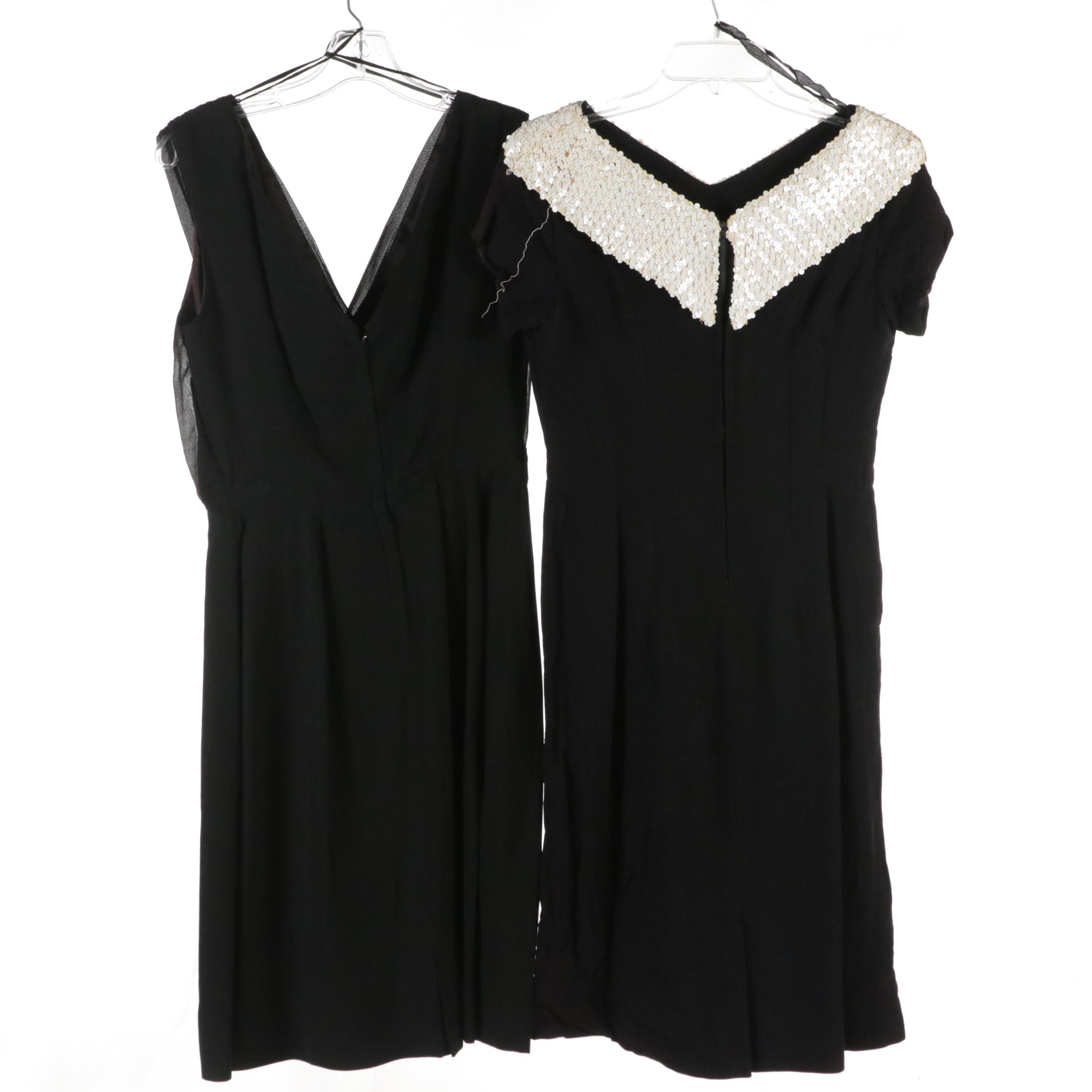 Black Sleeveless Cocktail Dress with Ruched Detail and Sequined Cocktail Dress