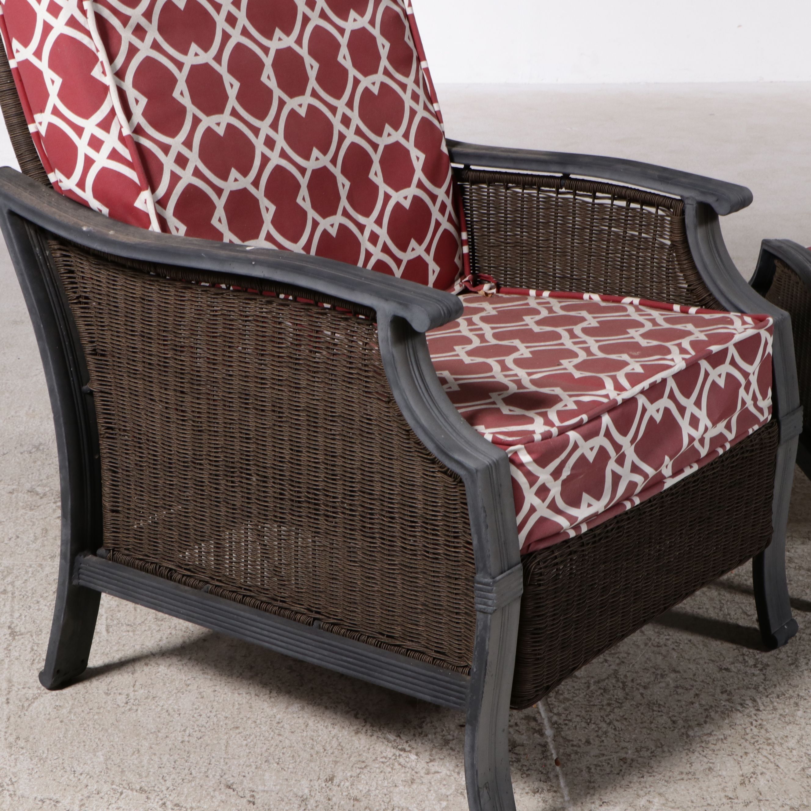 Hampton Bay Metal and Resin Wicker Patio Armchair, Rocking Chair, and Ottoman