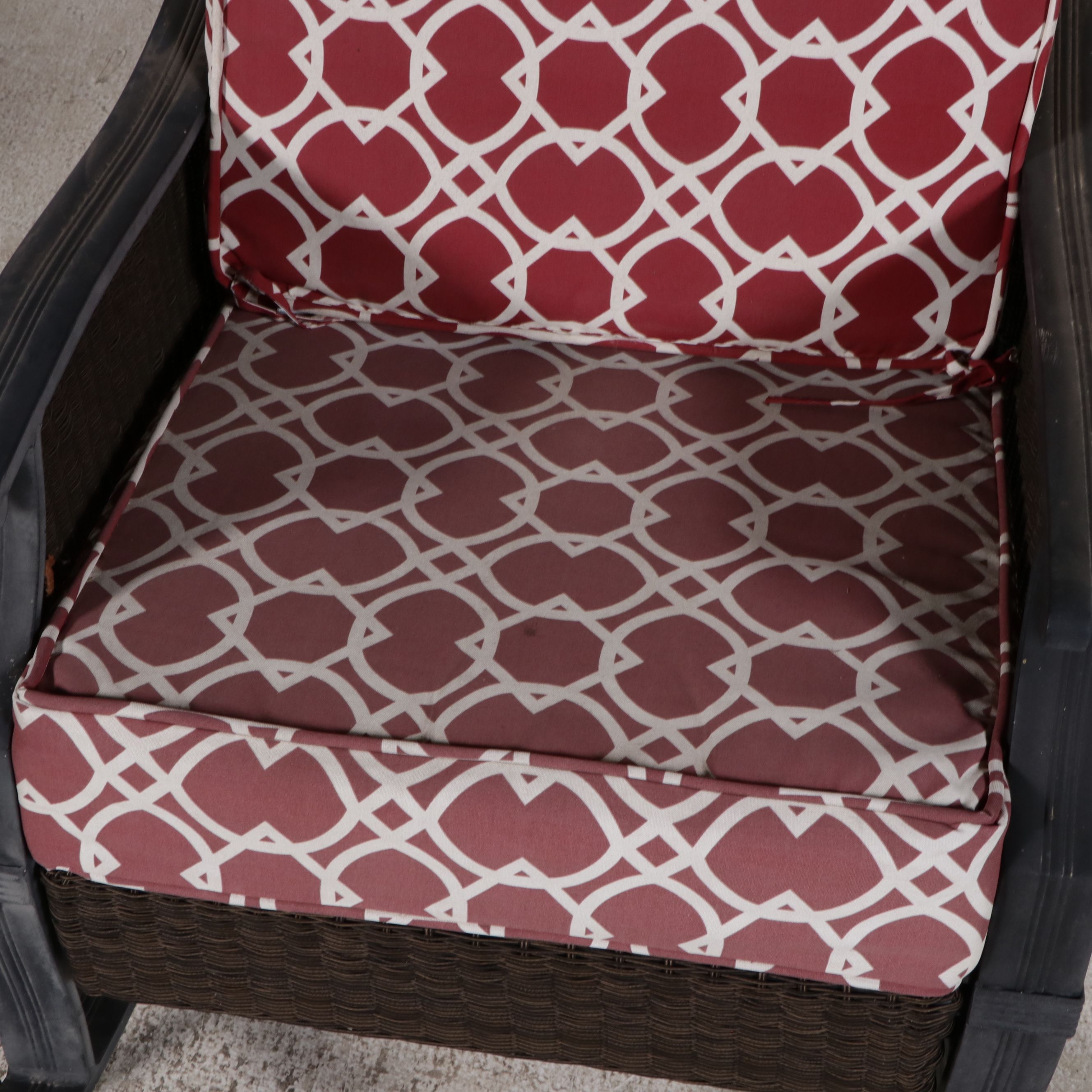 Hampton Bay Metal and Resin Wicker Patio Armchair, Rocking Chair, and Ottoman