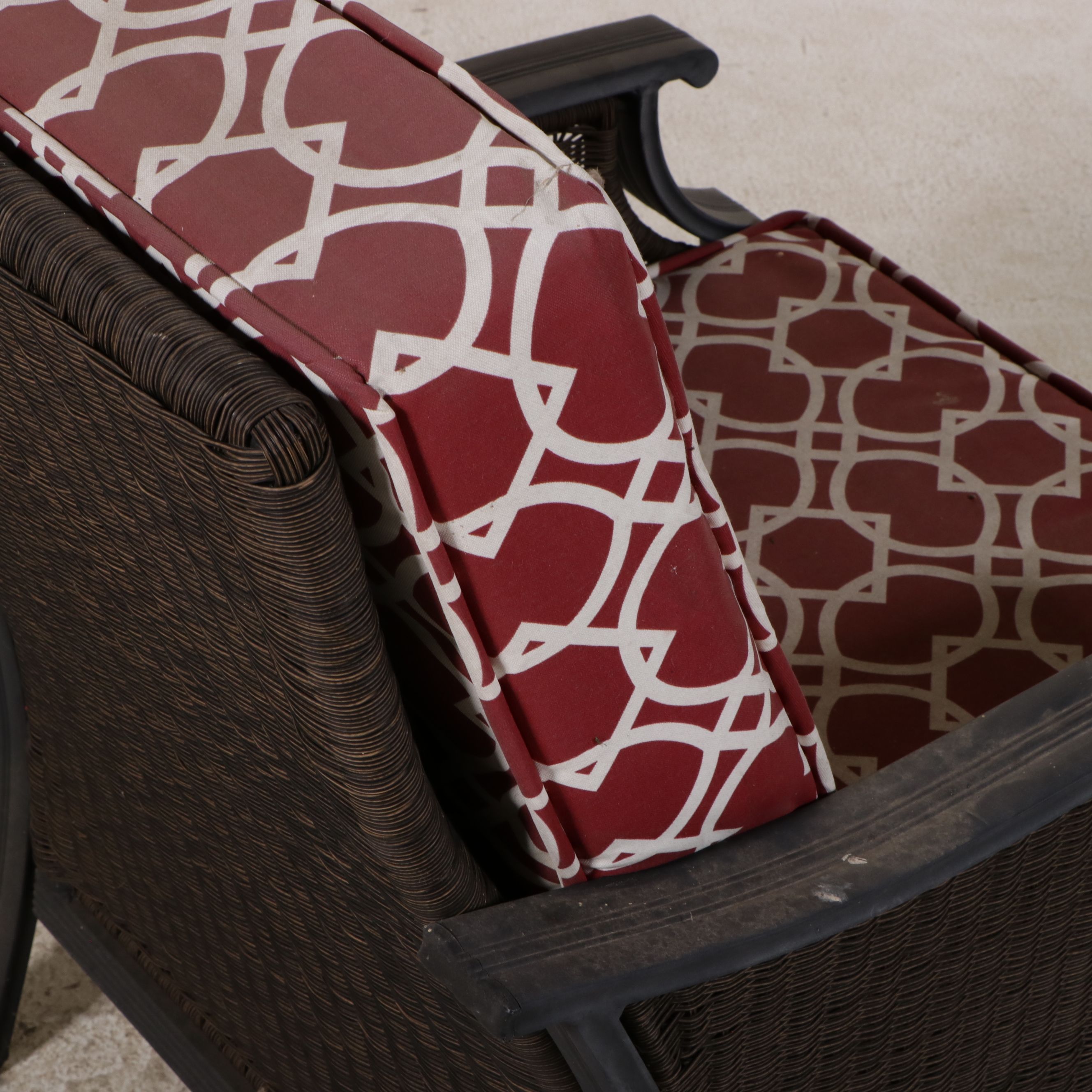 Hampton Bay Metal and Resin Wicker Patio Armchair, Rocking Chair, and Ottoman