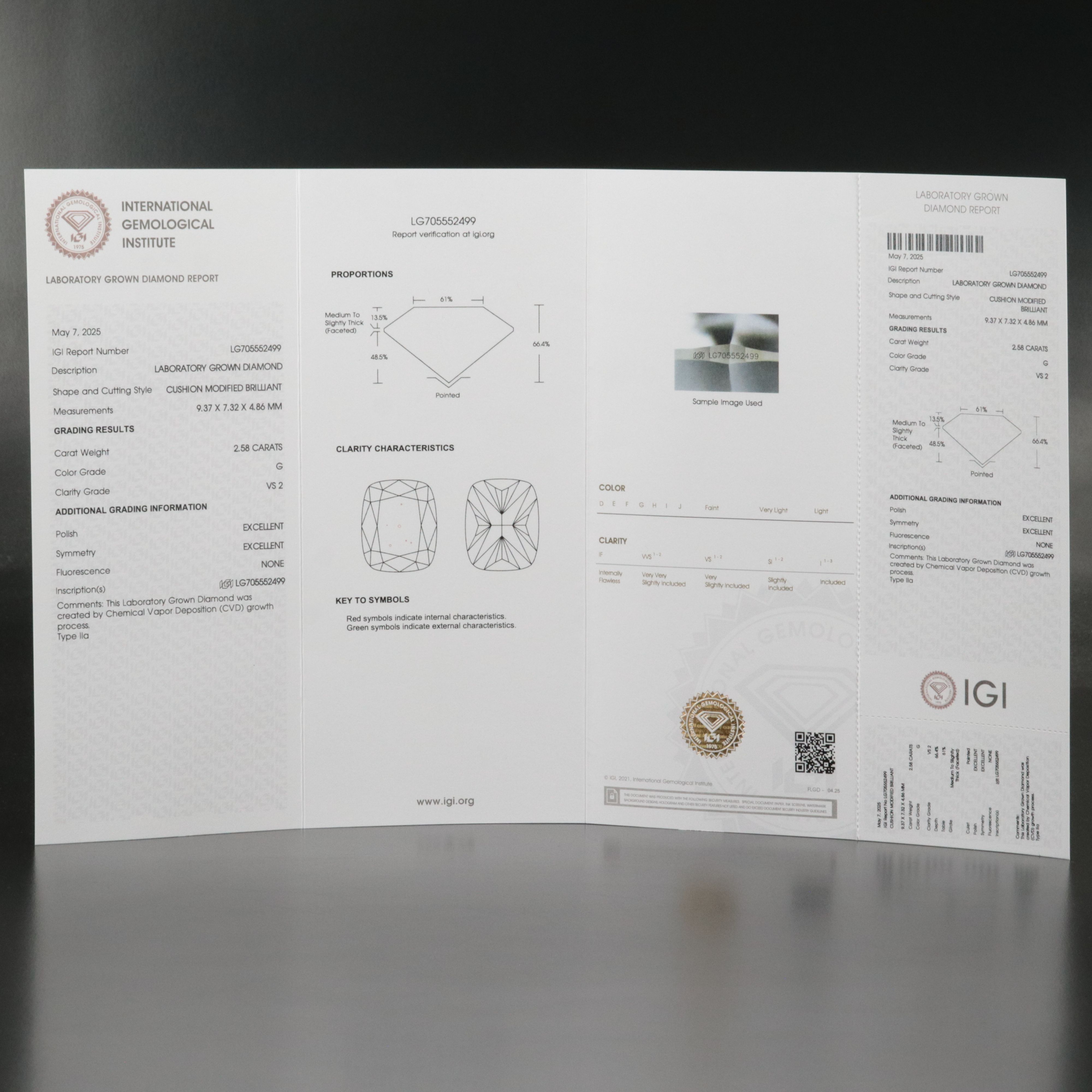 Loose 2.58 CT Lab Grown Diamond with IGI Report