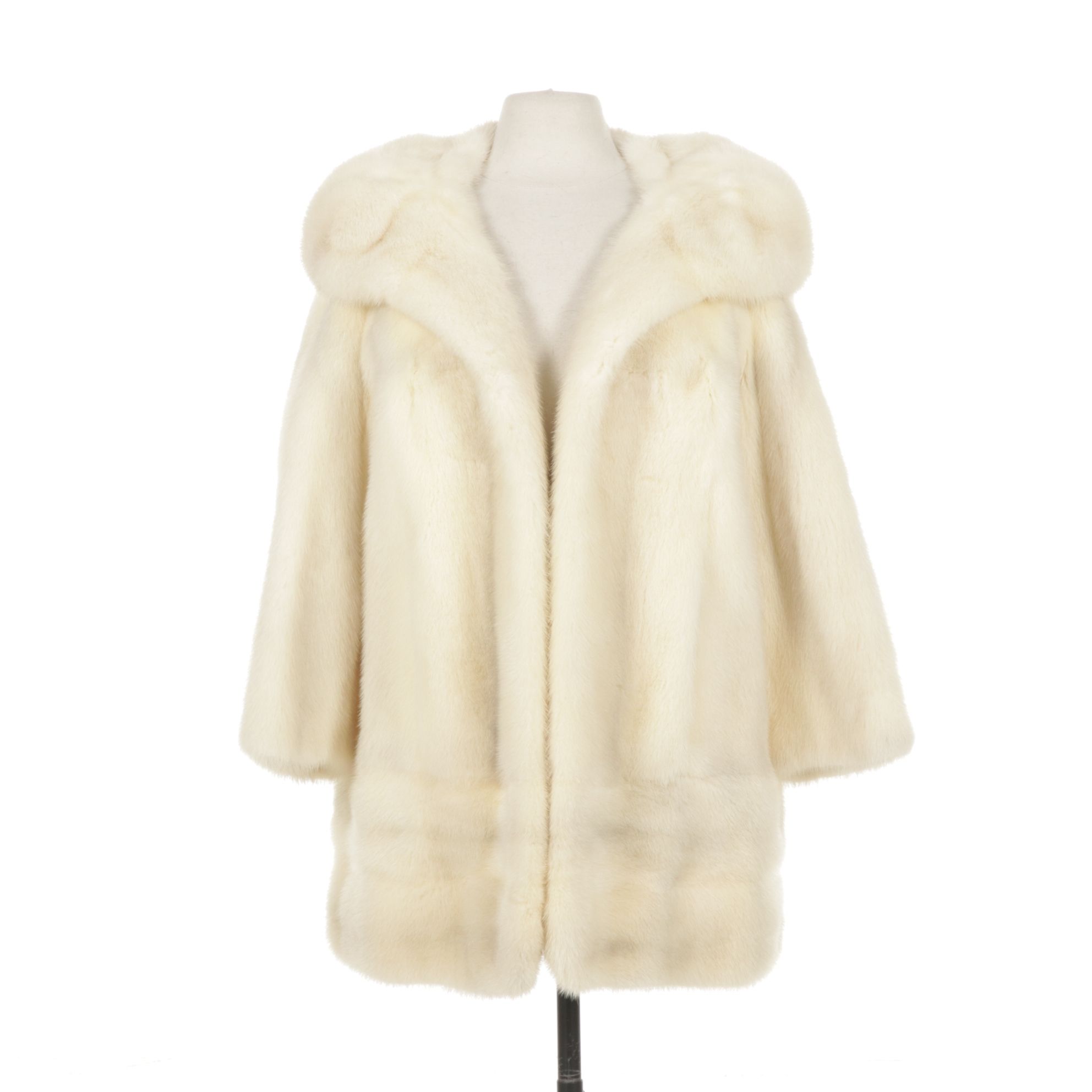 White Mink Fur Open-Front Swing Jacket