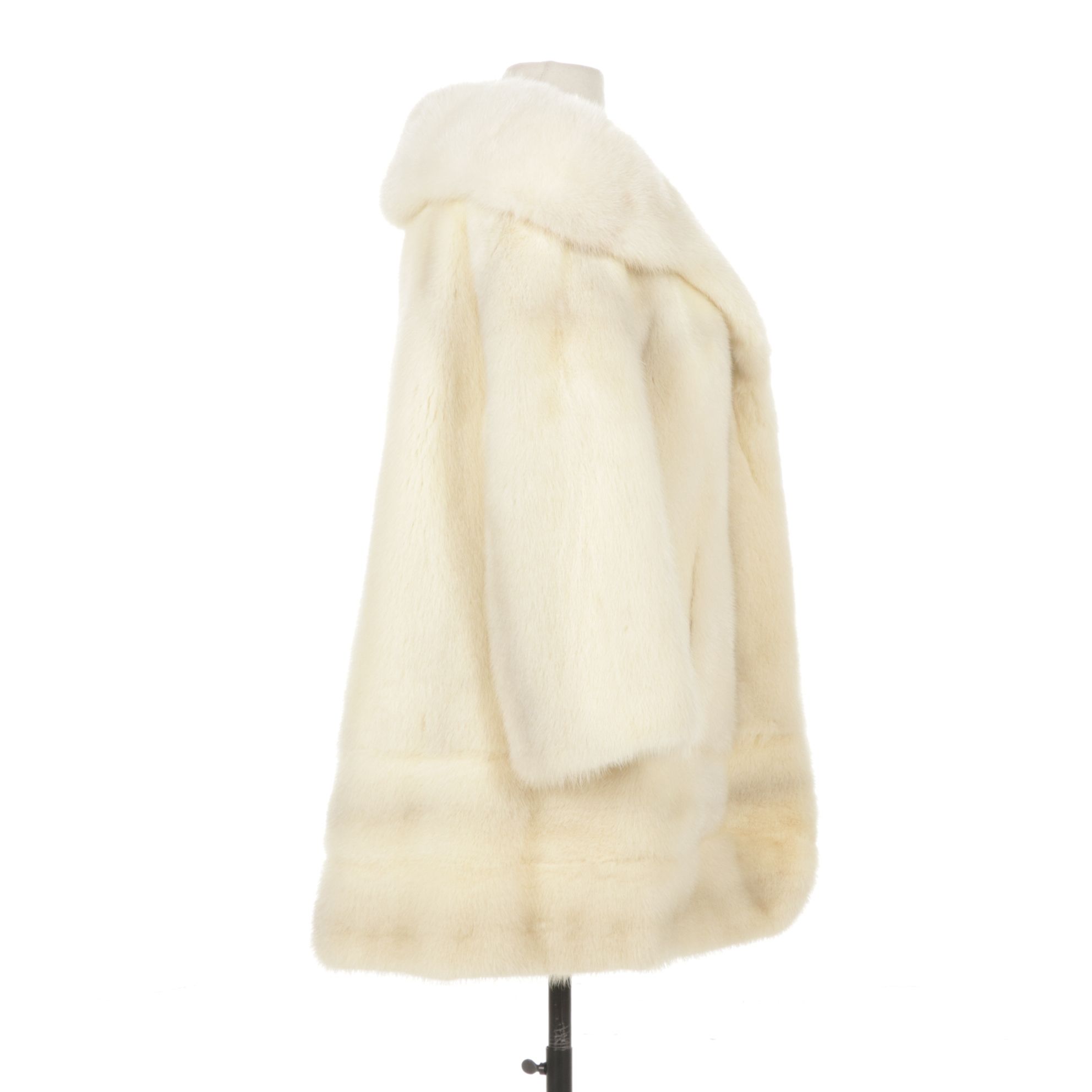 White Mink Fur Open-Front Swing Jacket