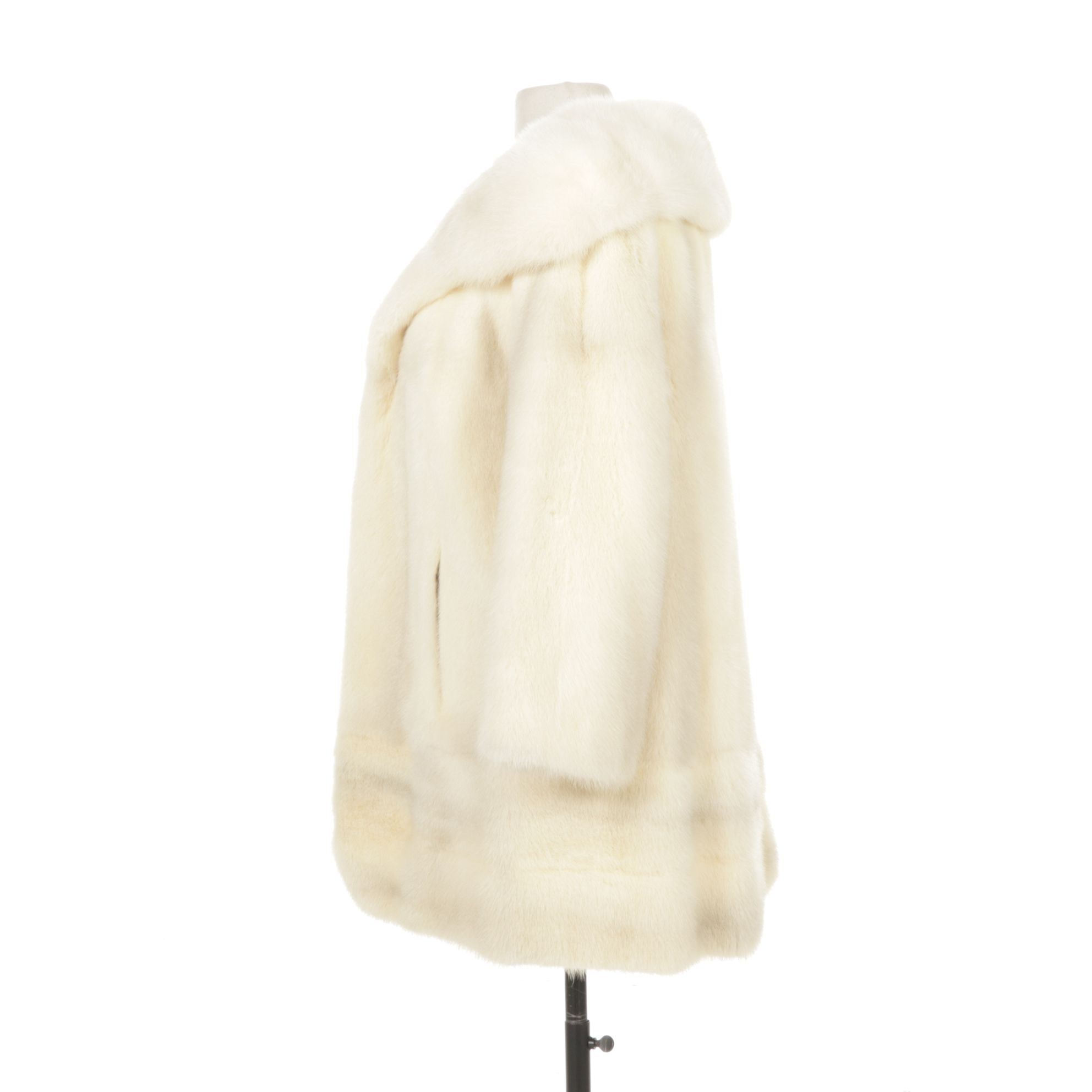 White Mink Fur Open-Front Swing Jacket