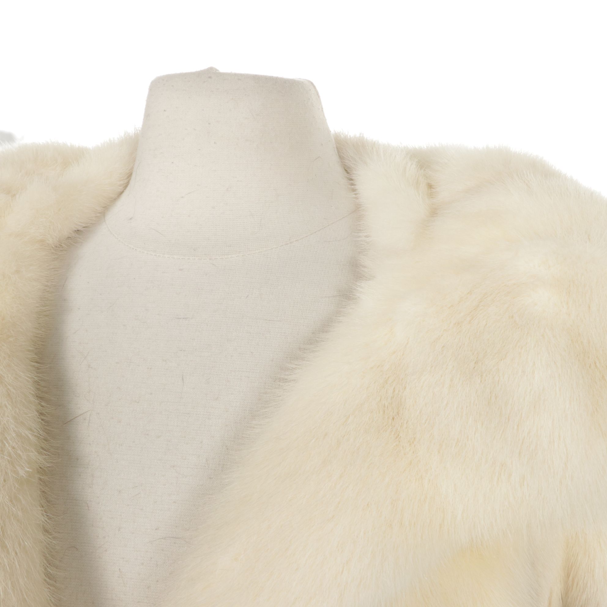 White Mink Fur Open-Front Swing Jacket