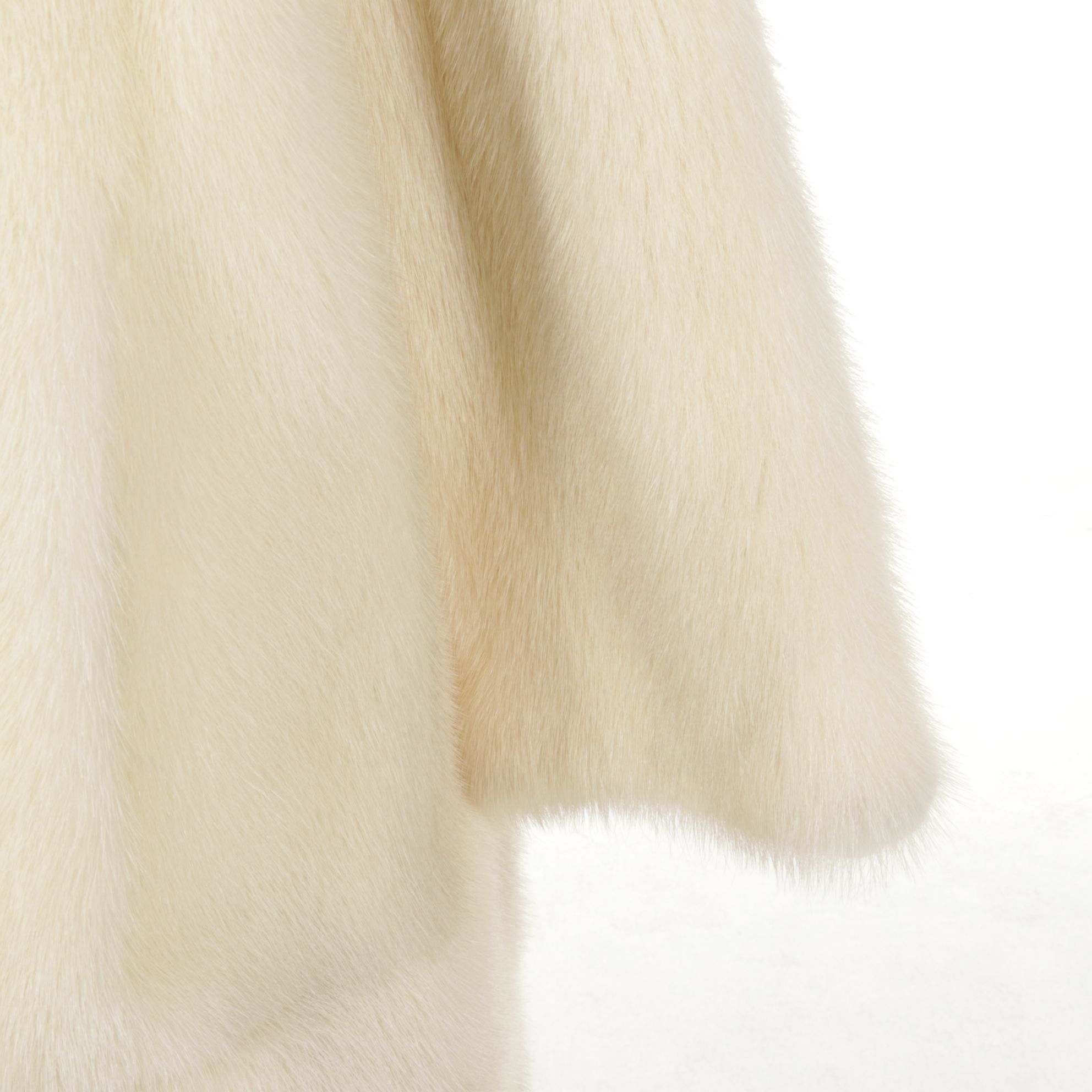 White Mink Fur Open-Front Swing Jacket