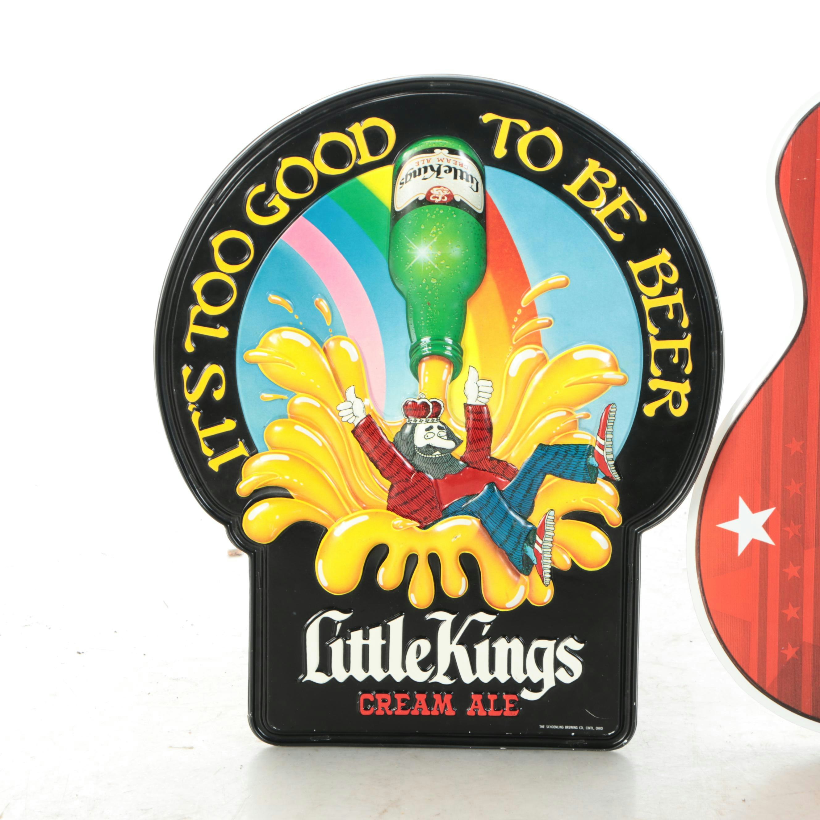 Budweiser Bar Sign and Guitar with Other Advertising Signs