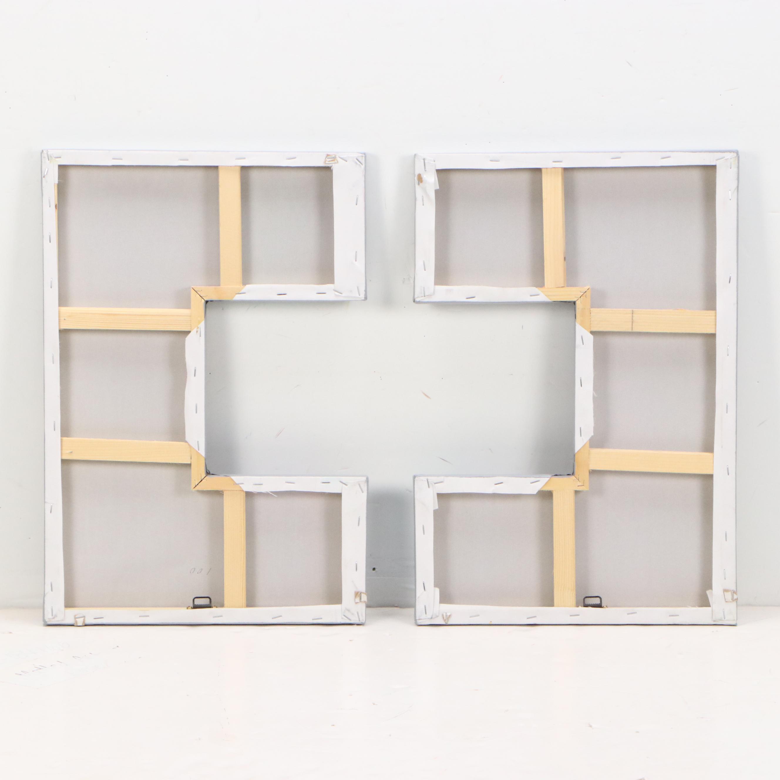 Abstract Acrylic Pentaptych Painting, 21st Century