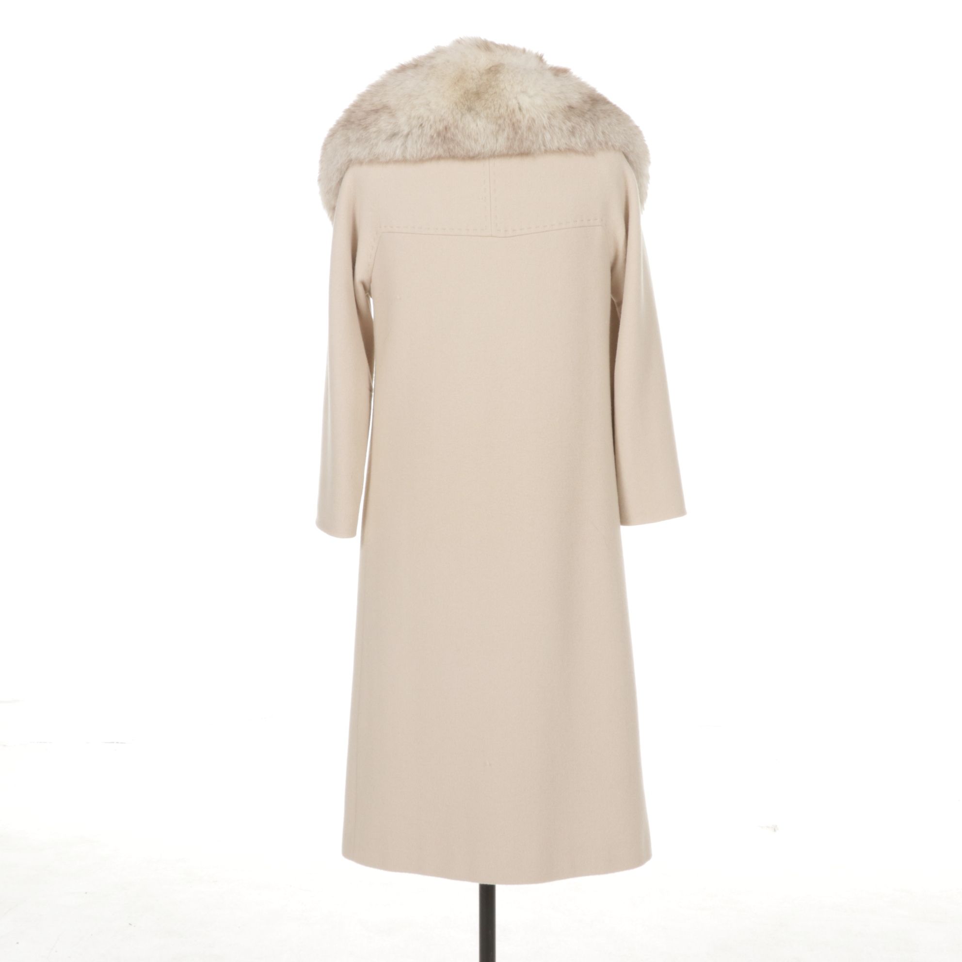 Double-Breasted Cashmere Coat with Fox Fur Collar by Flemington Furs