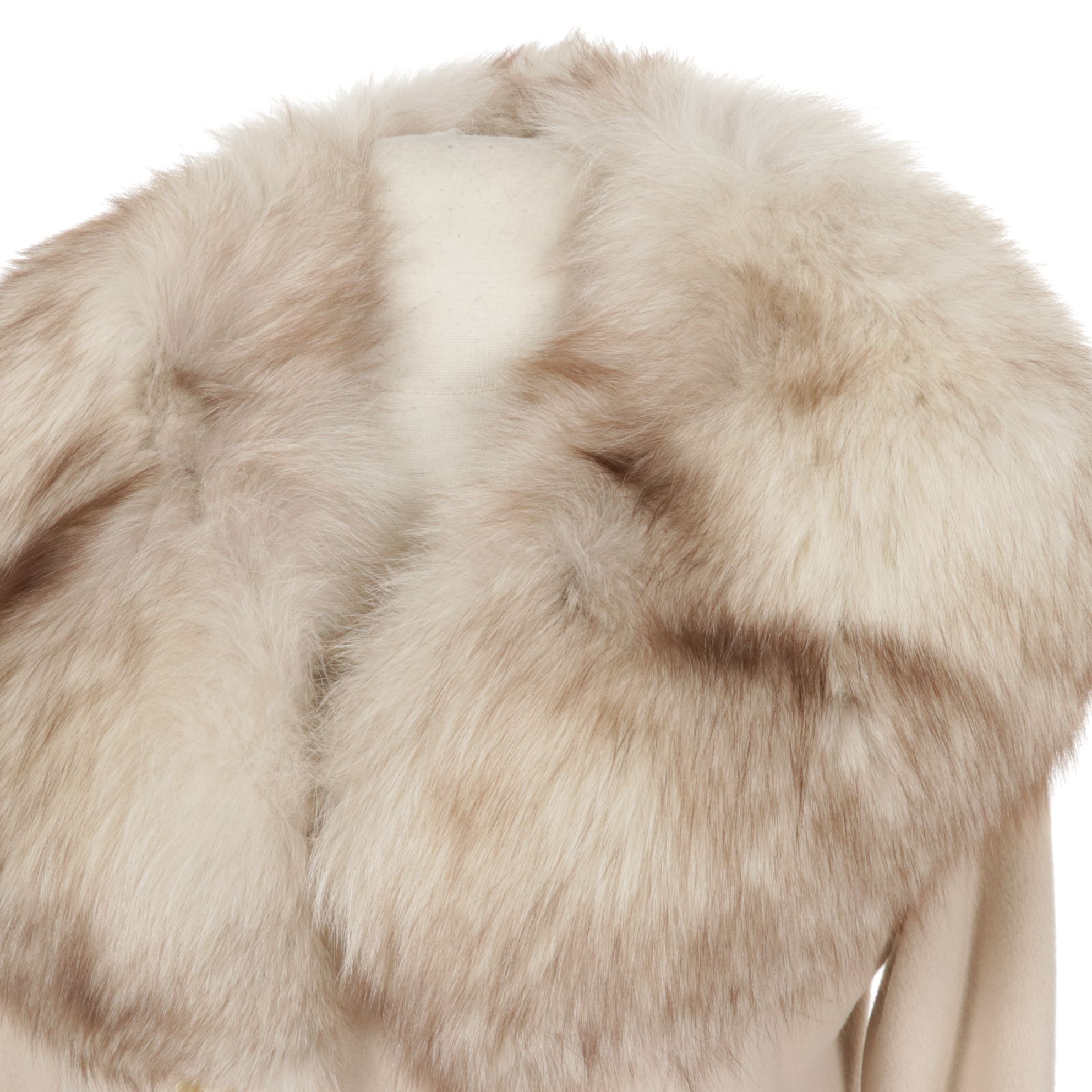 Double-Breasted Cashmere Coat with Fox Fur Collar by Flemington Furs