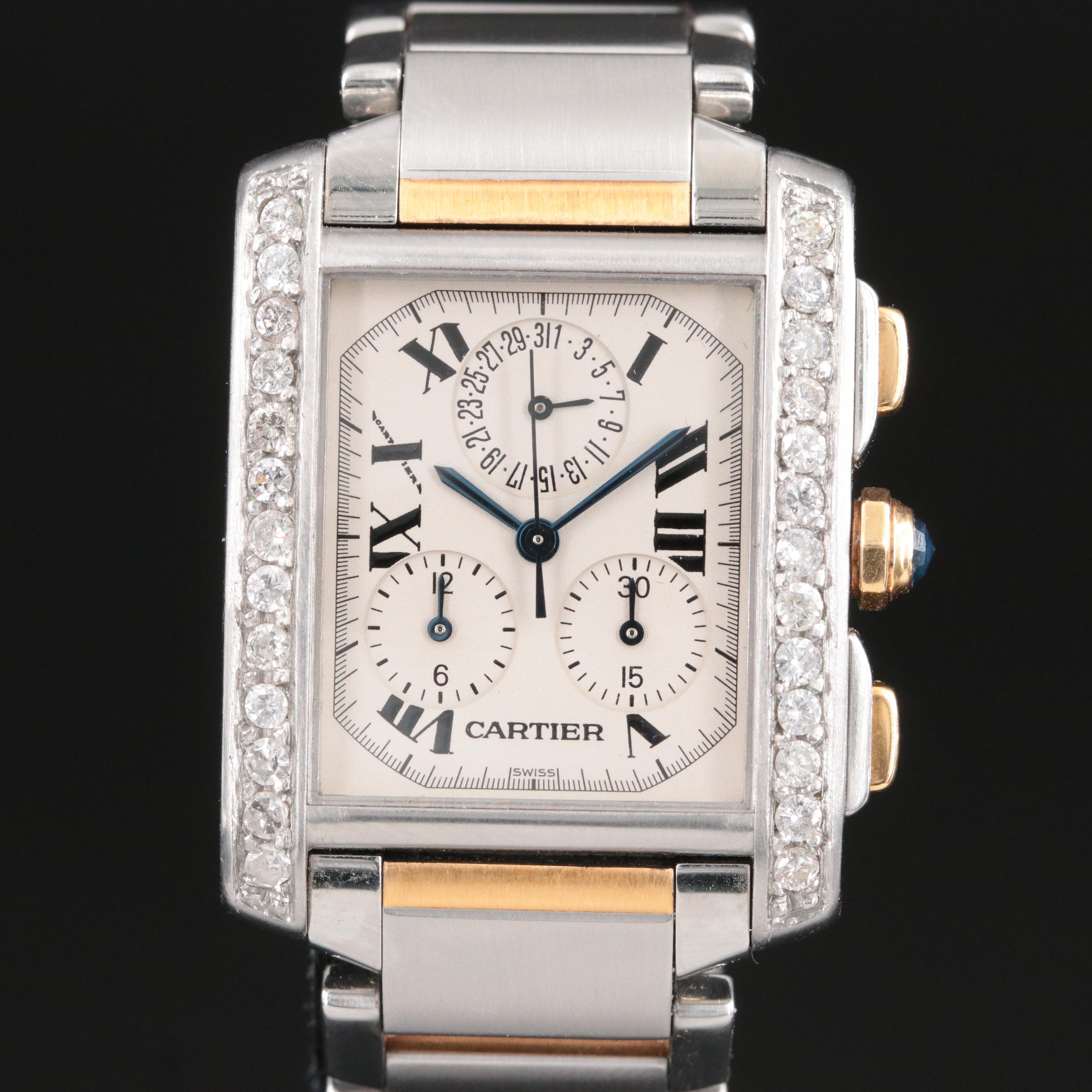 Cartier Tank Française Chronoflex Custom Diamond Watch