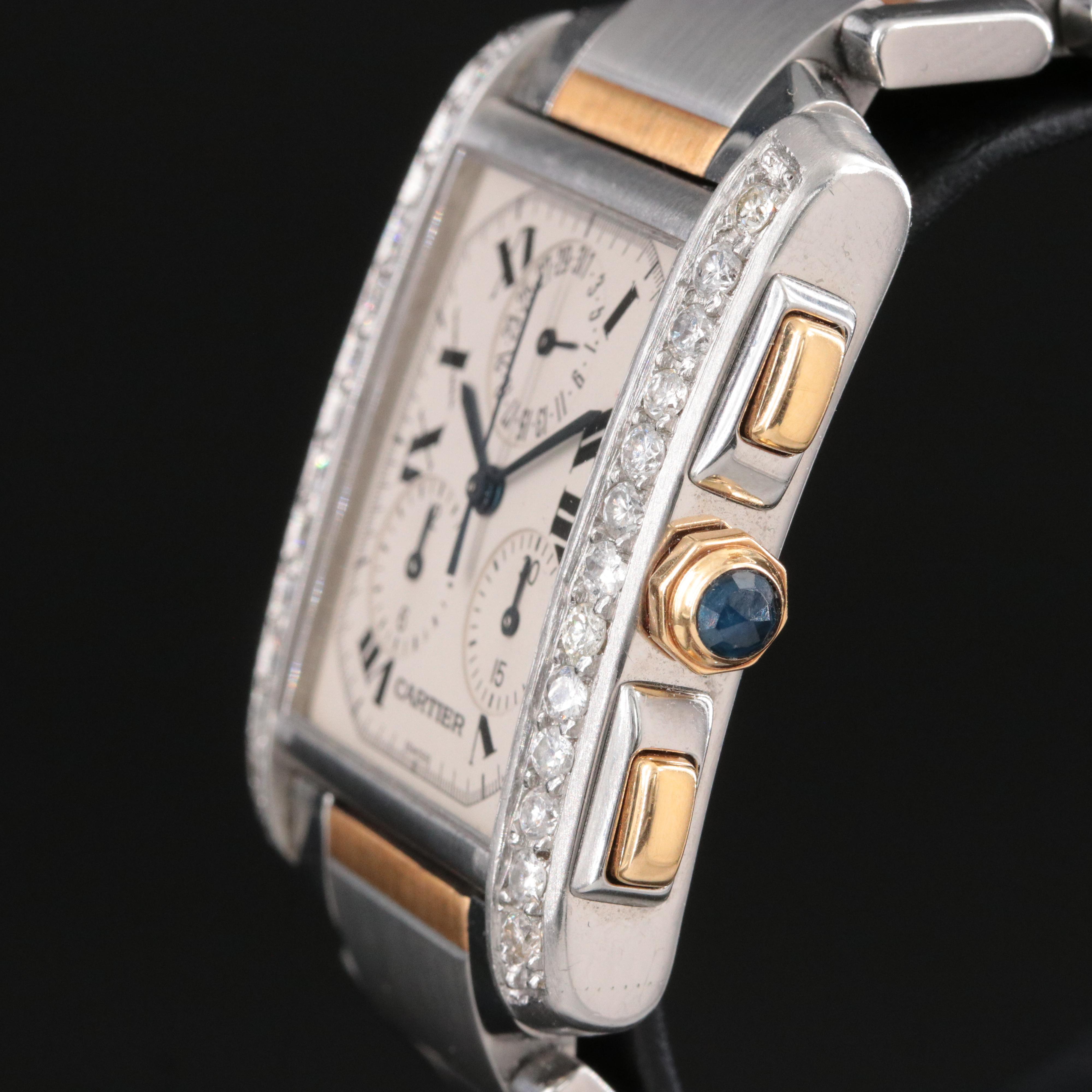 Cartier Tank Française Chronoflex Custom Diamond Watch