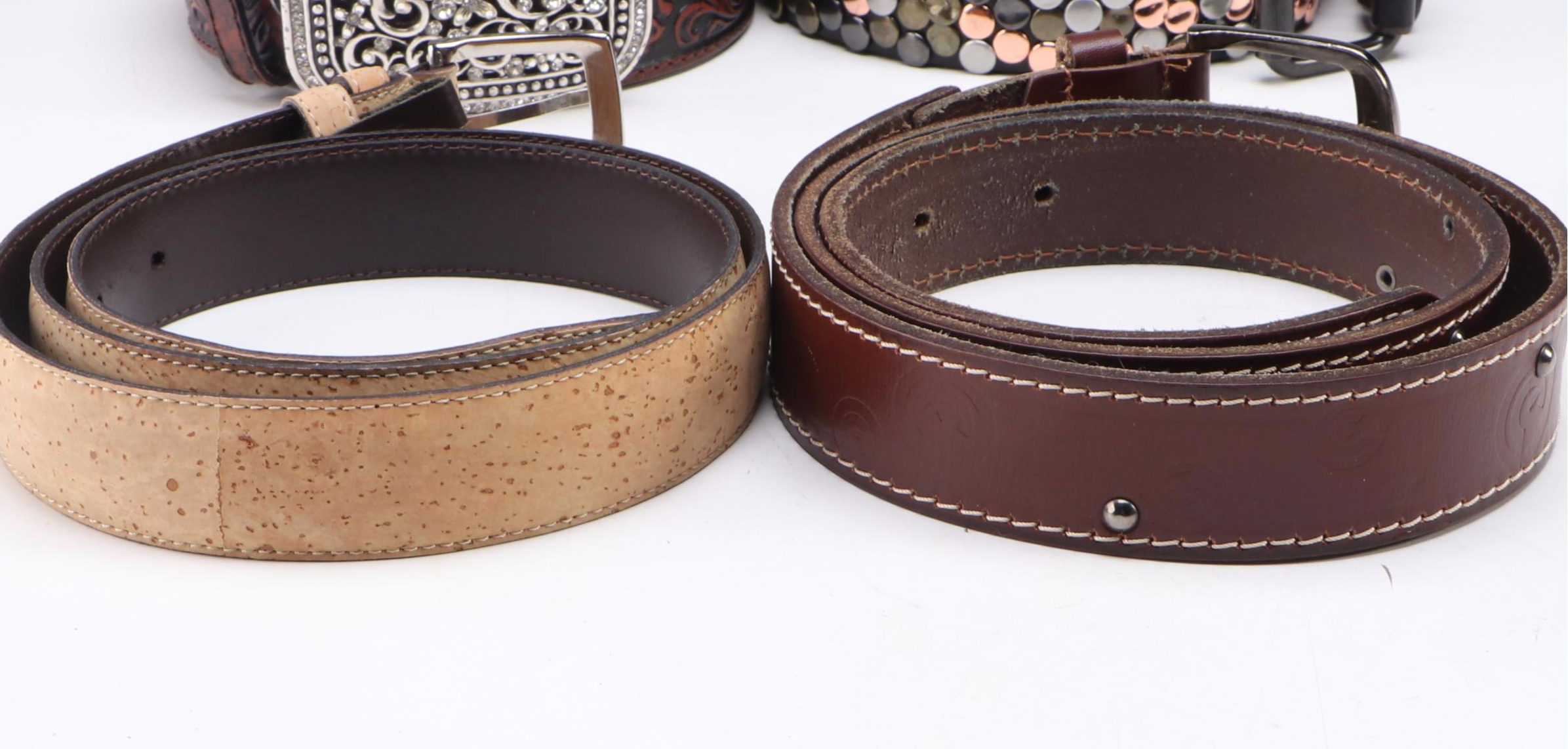 Ariat Tooled Leather, Amsterdam Heritage Studded Leather, Cork Belt and More