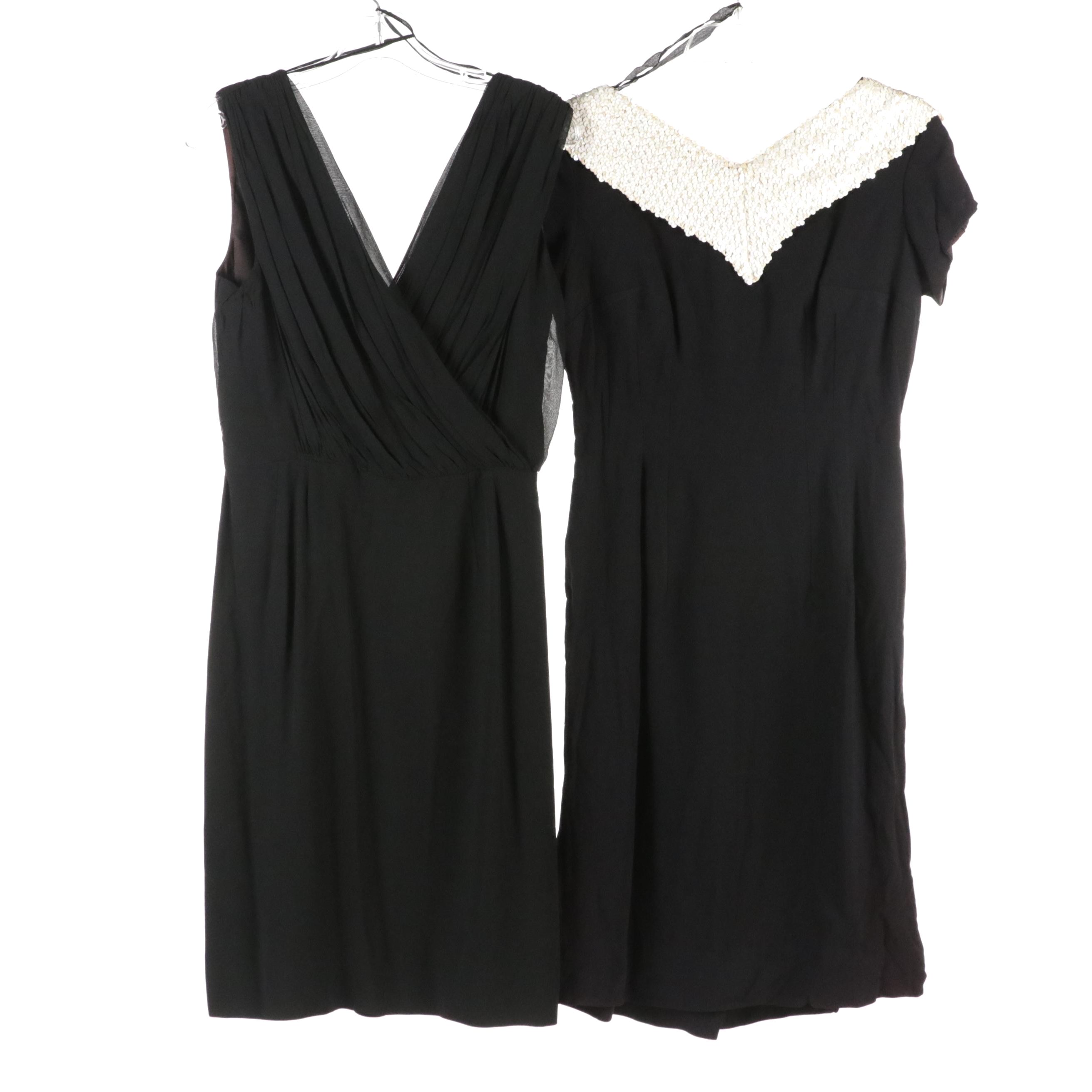 Black Sleeveless Cocktail Dress with Ruched Detail and Sequined Cocktail Dress