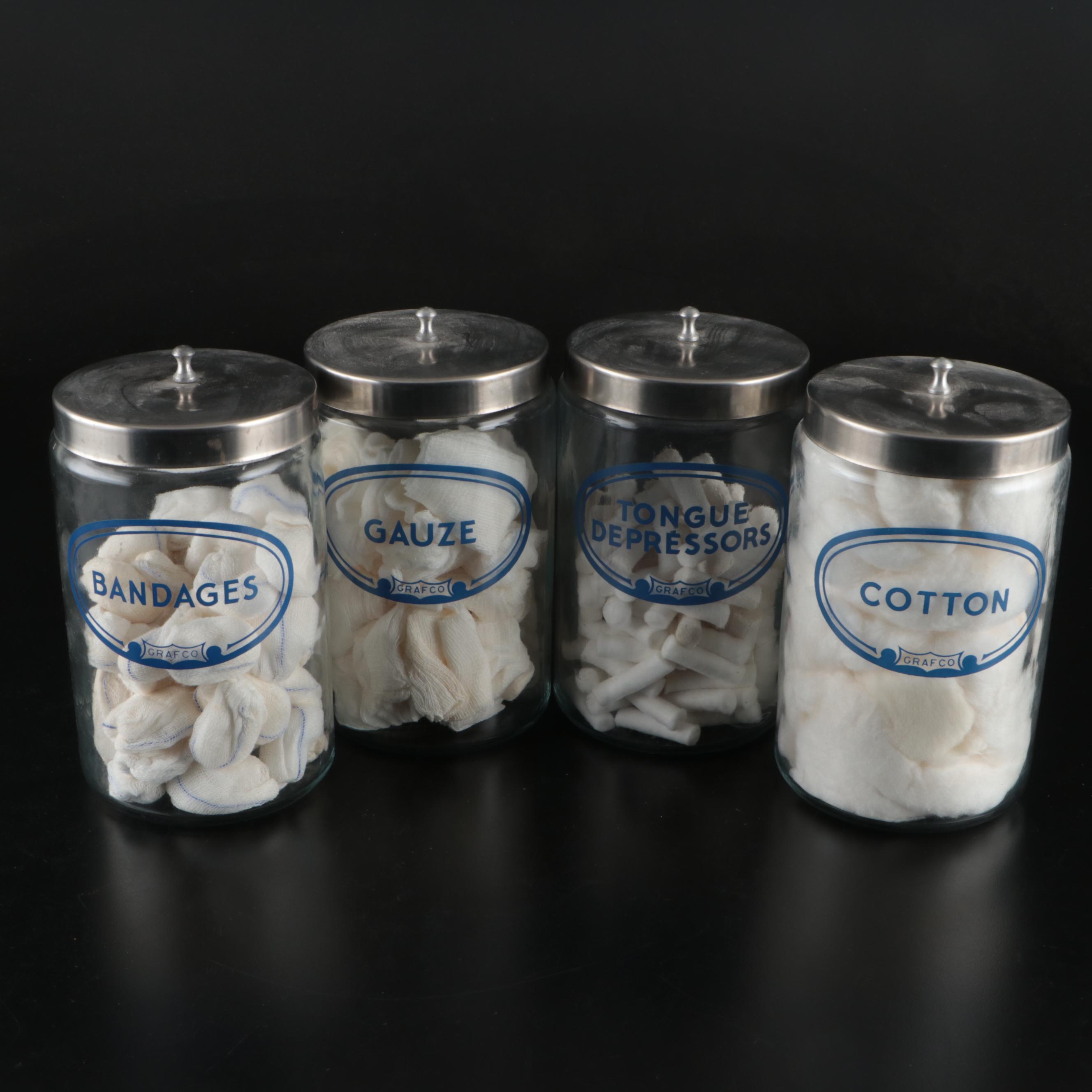 Grafco Bandage and Other Stainless Steel Medical Storage Canisters