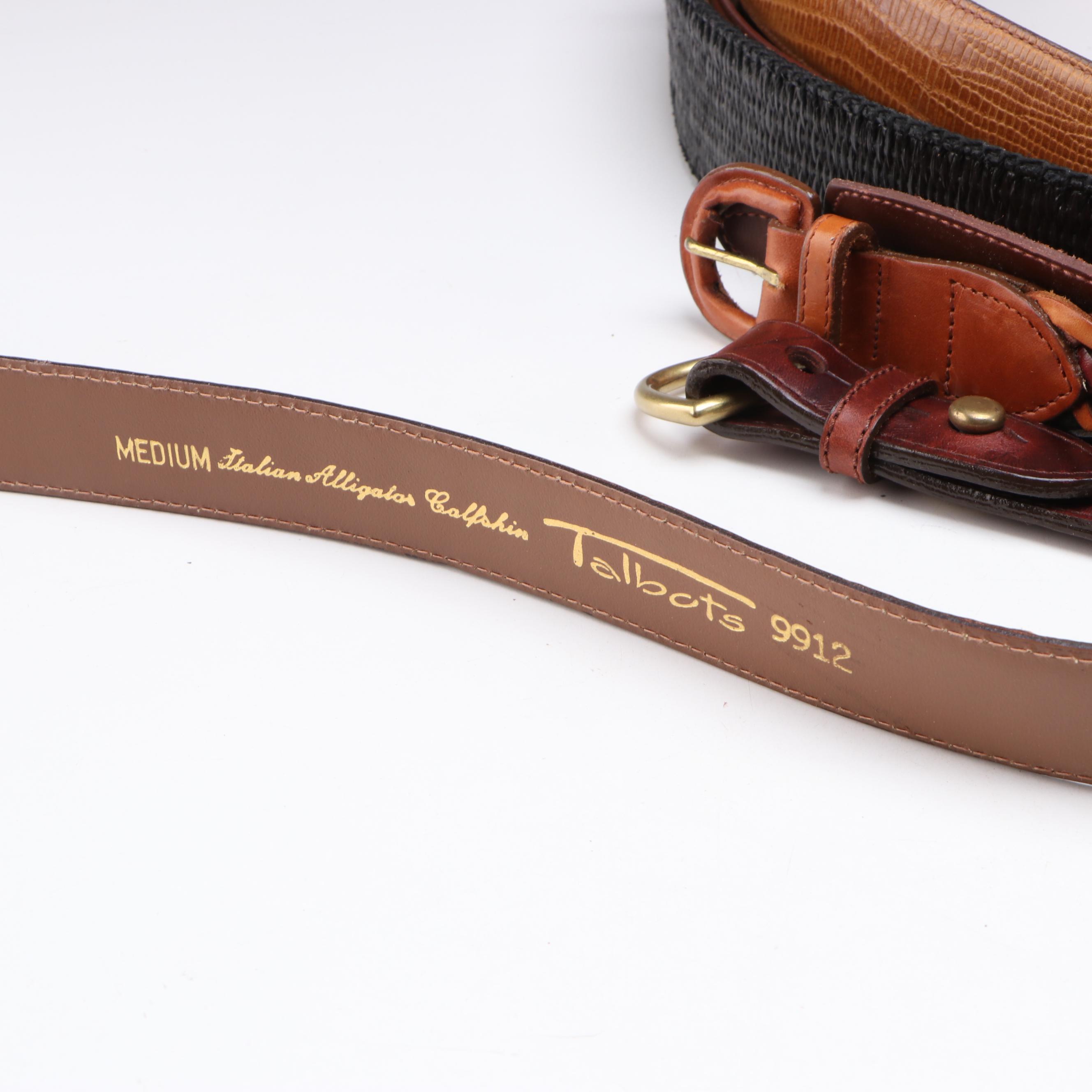 Talbots Alligator, Leather, Woven Leather & Lauren Ralph Lauren Stretch Belts