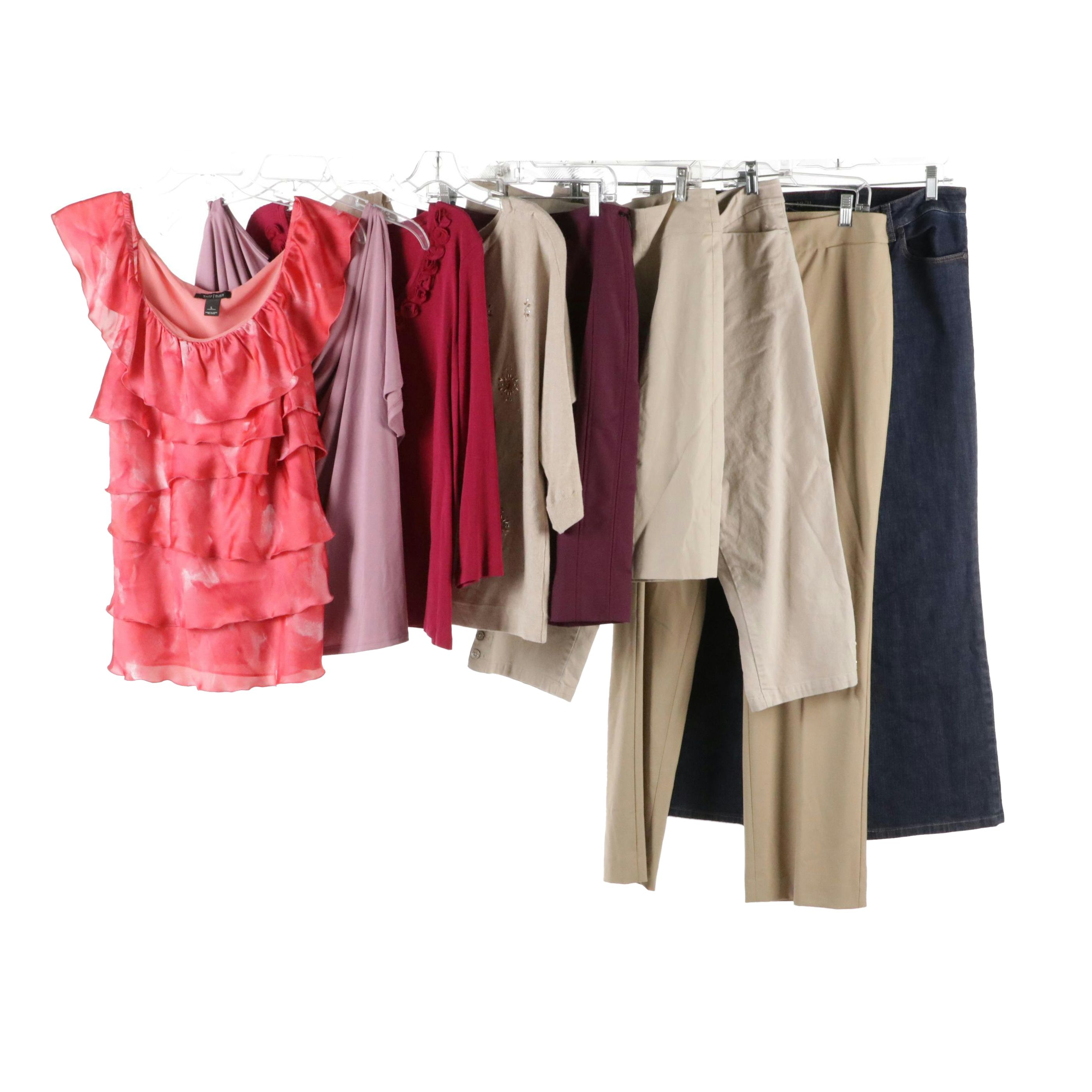 White House Black Market Embellished Sweater, Ruffled Blouse, and More Separates