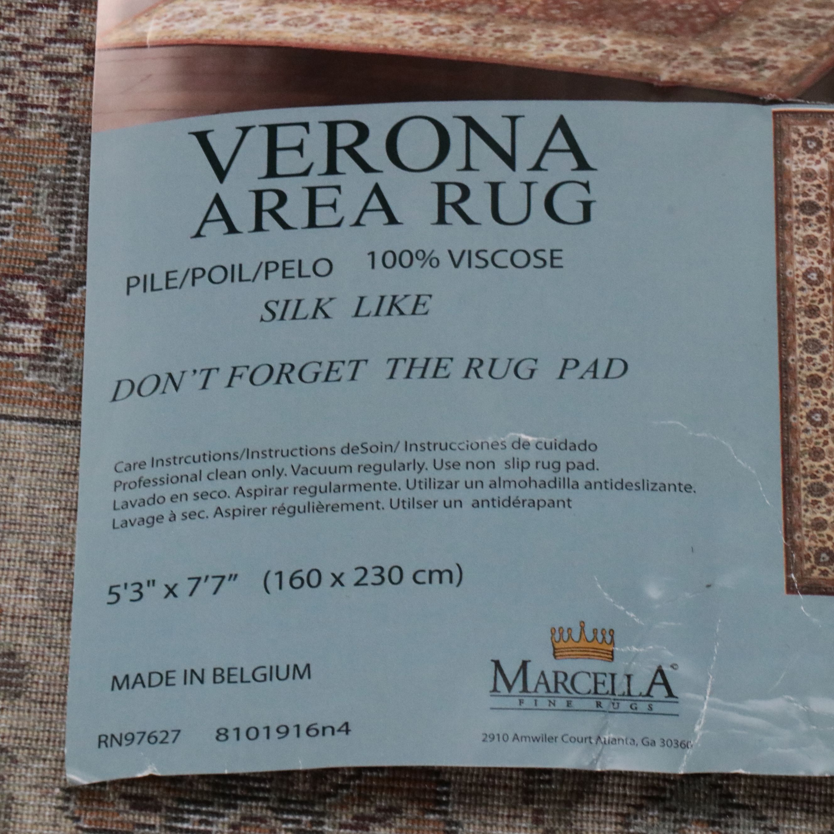 5'3 x 7'10 Machine Made Marcella Fine Rugs "Verona" Artificial Silk Area Rug