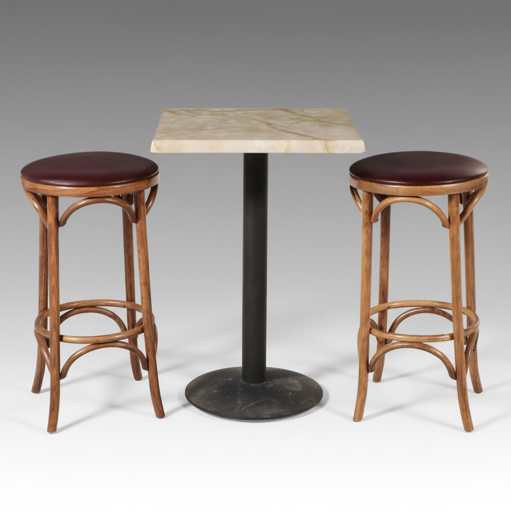 M. Dietz and Sons Bentwood Barstools with Faux Marble Table