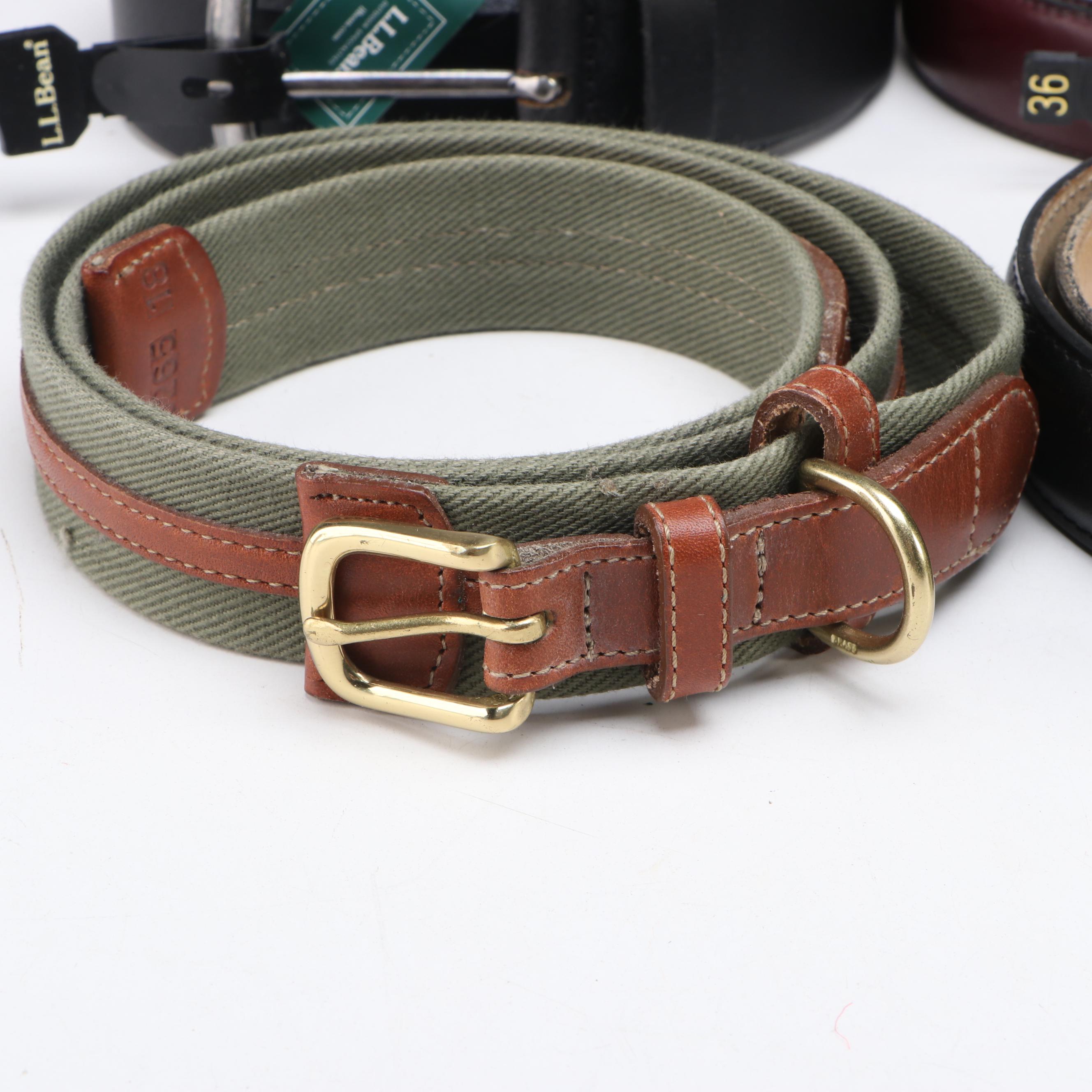 Men's L.L. Bean, Jos. A. Bank, and Other Belts