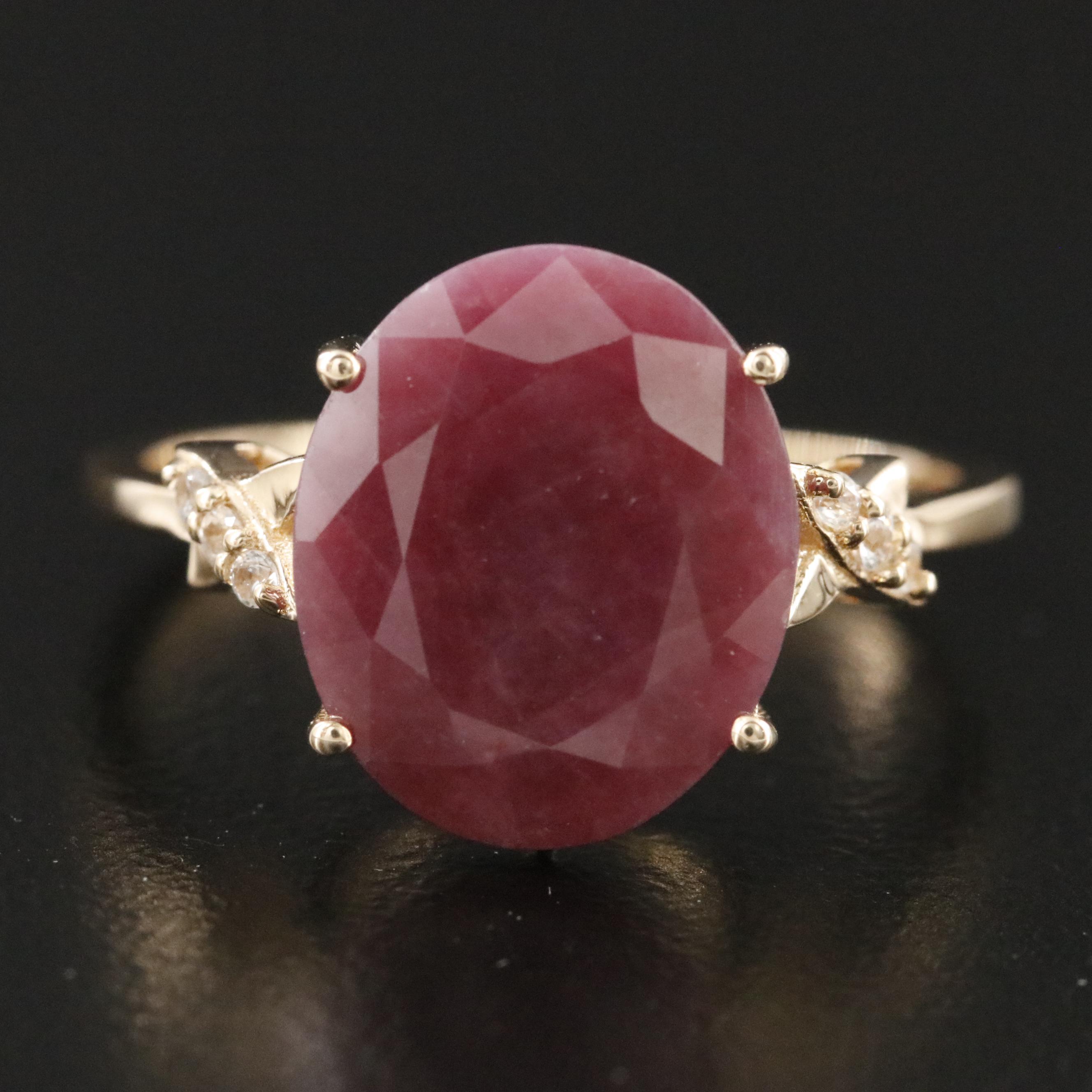14K 3.08 CT Ruby and White Sapphire Ring