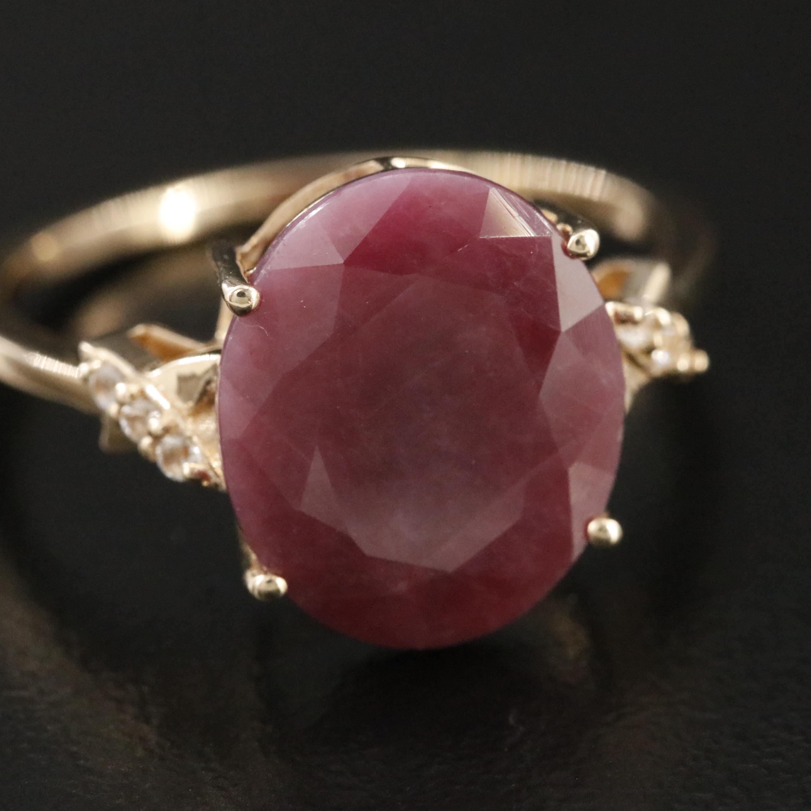 14K 3.08 CT Ruby and White Sapphire Ring