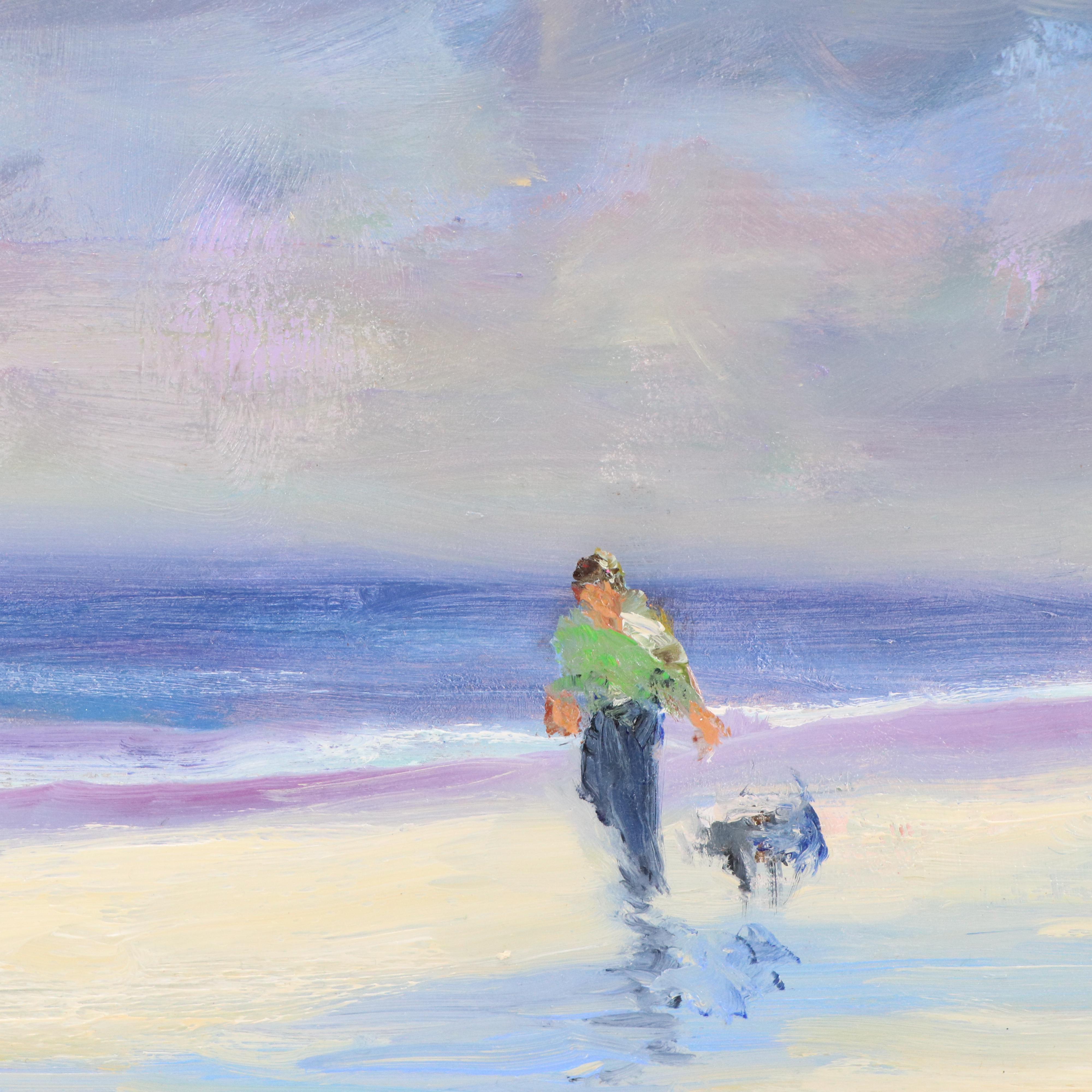 Nino Pippa Oil Painting "Southwest Florida - Best Friends Walking on a Beach"