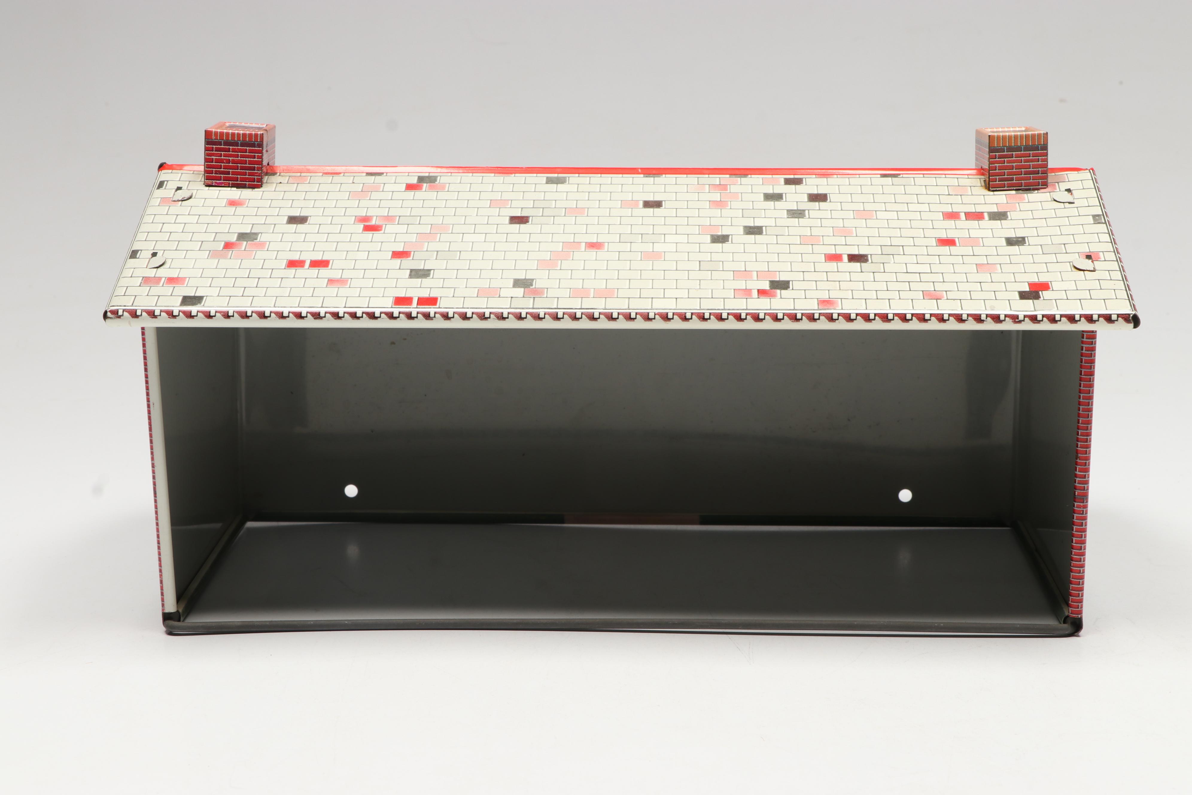 Marx Tin Lithograph House with Busch and Other Train Prop Cars