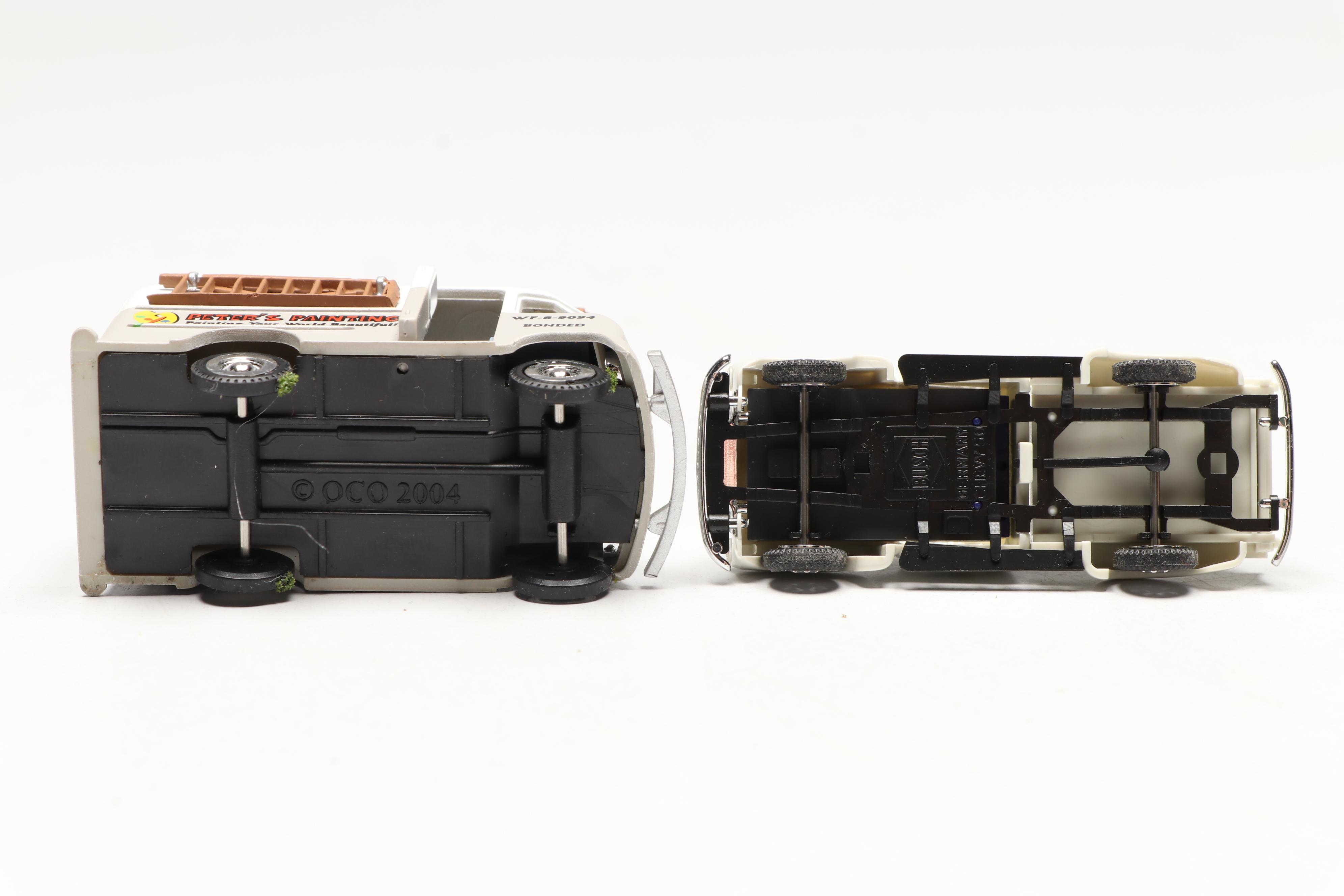 Marx Tin Lithograph House with Busch and Other Train Prop Cars