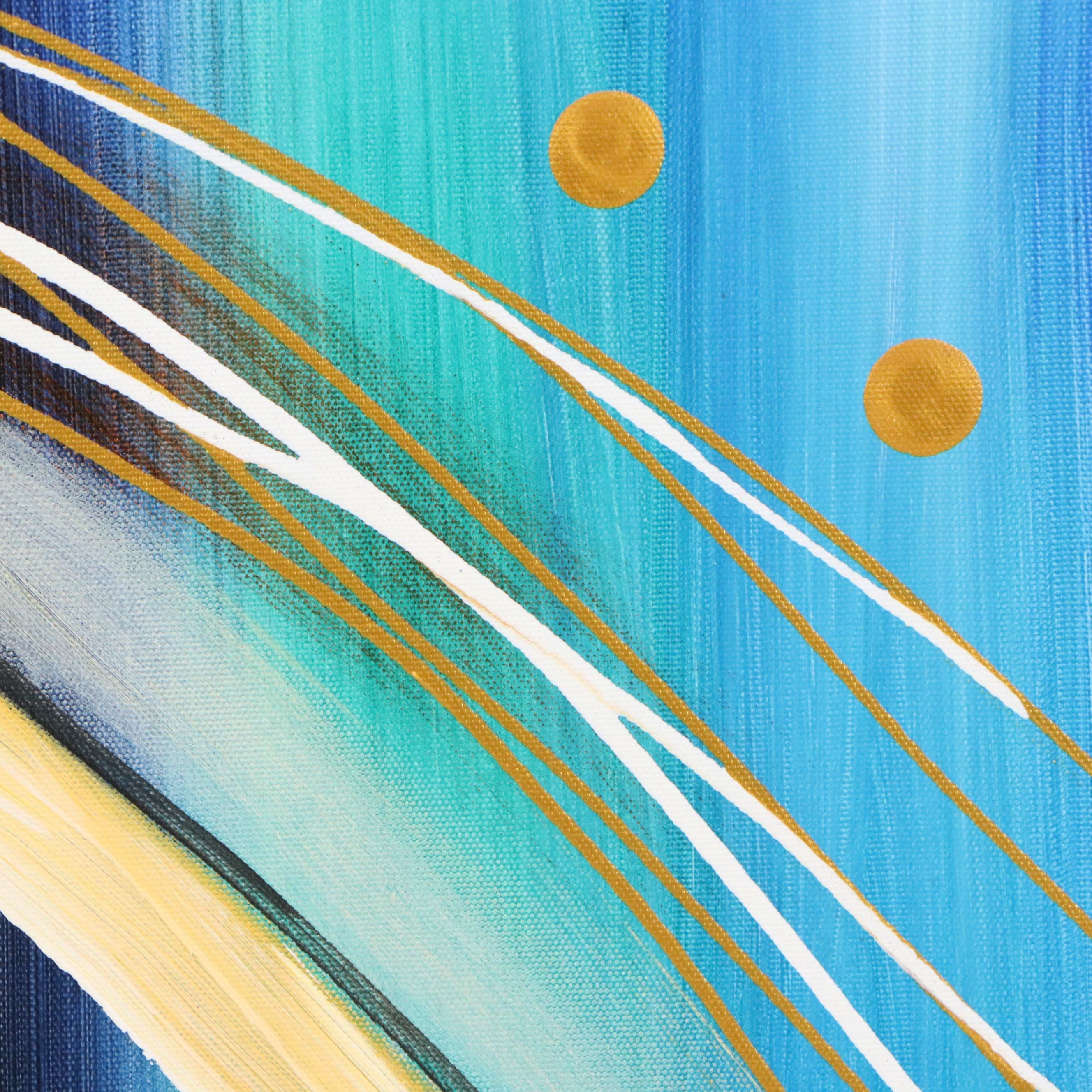 Abstract Acrylic Pentaptych Painting, 21st Century