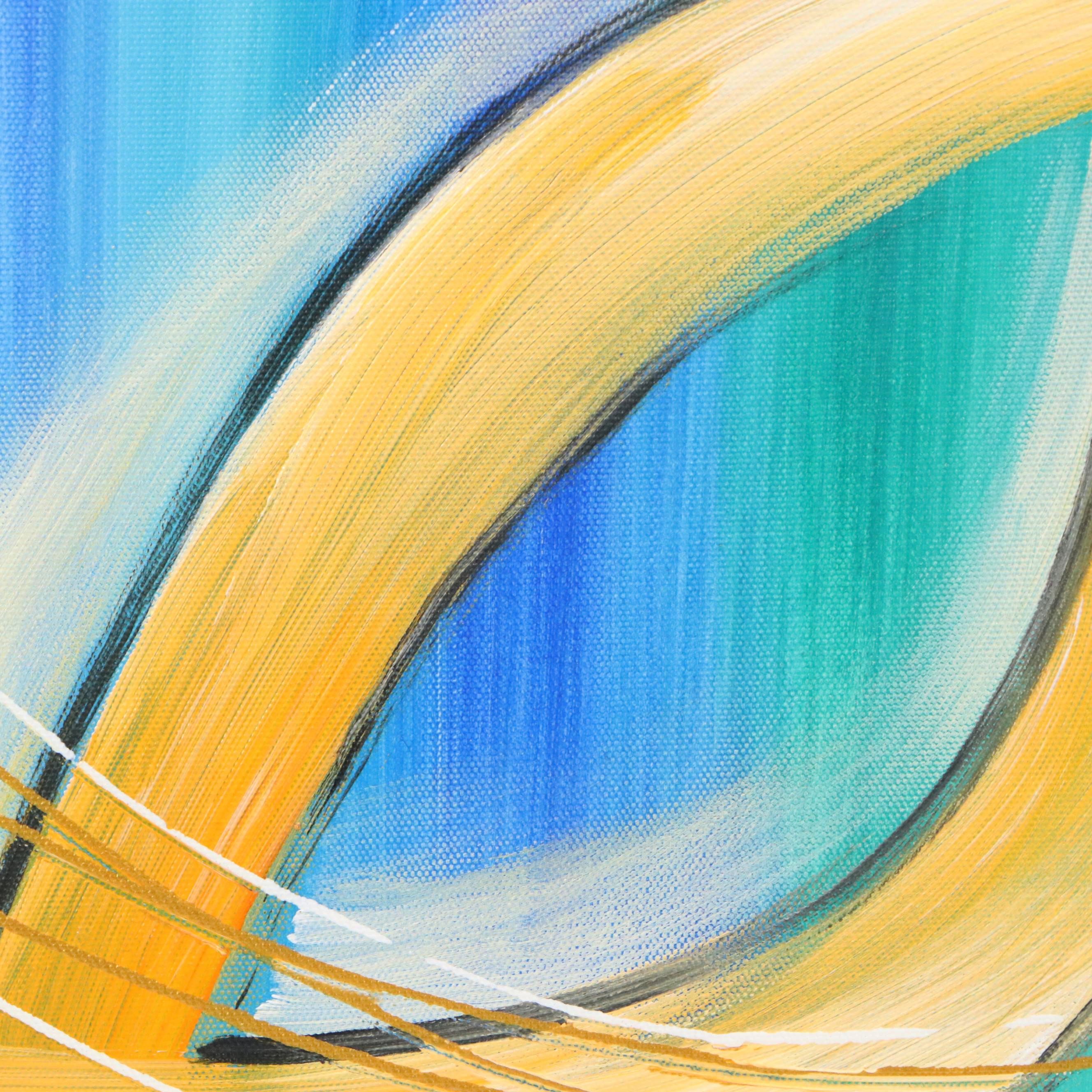 Abstract Acrylic Pentaptych Painting, 21st Century