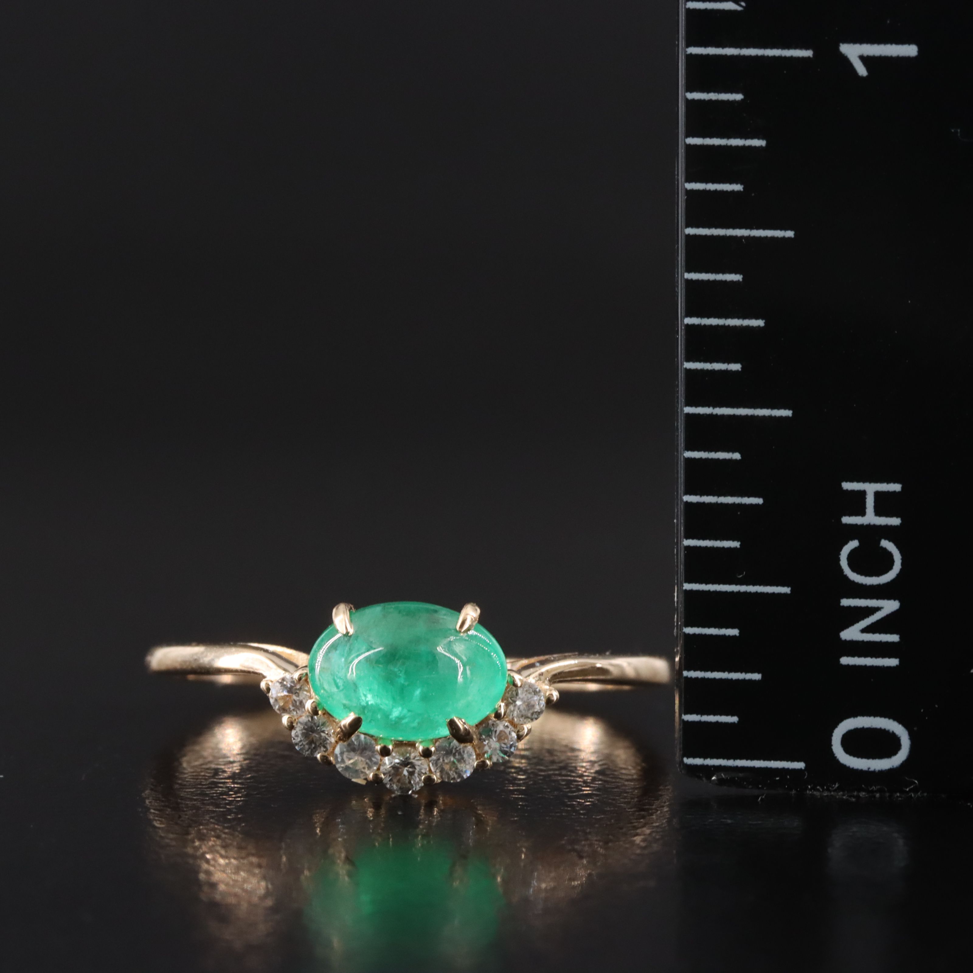 14K Emerald and White Sapphire Ring
