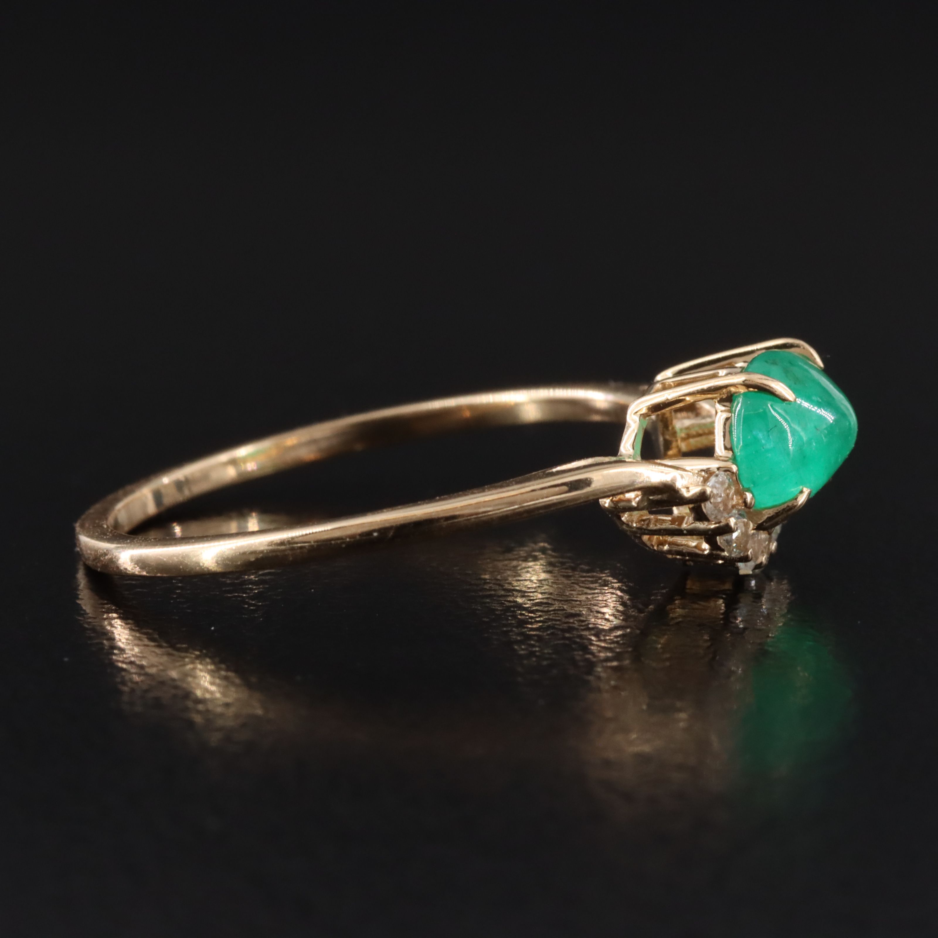 14K Emerald and White Sapphire Ring