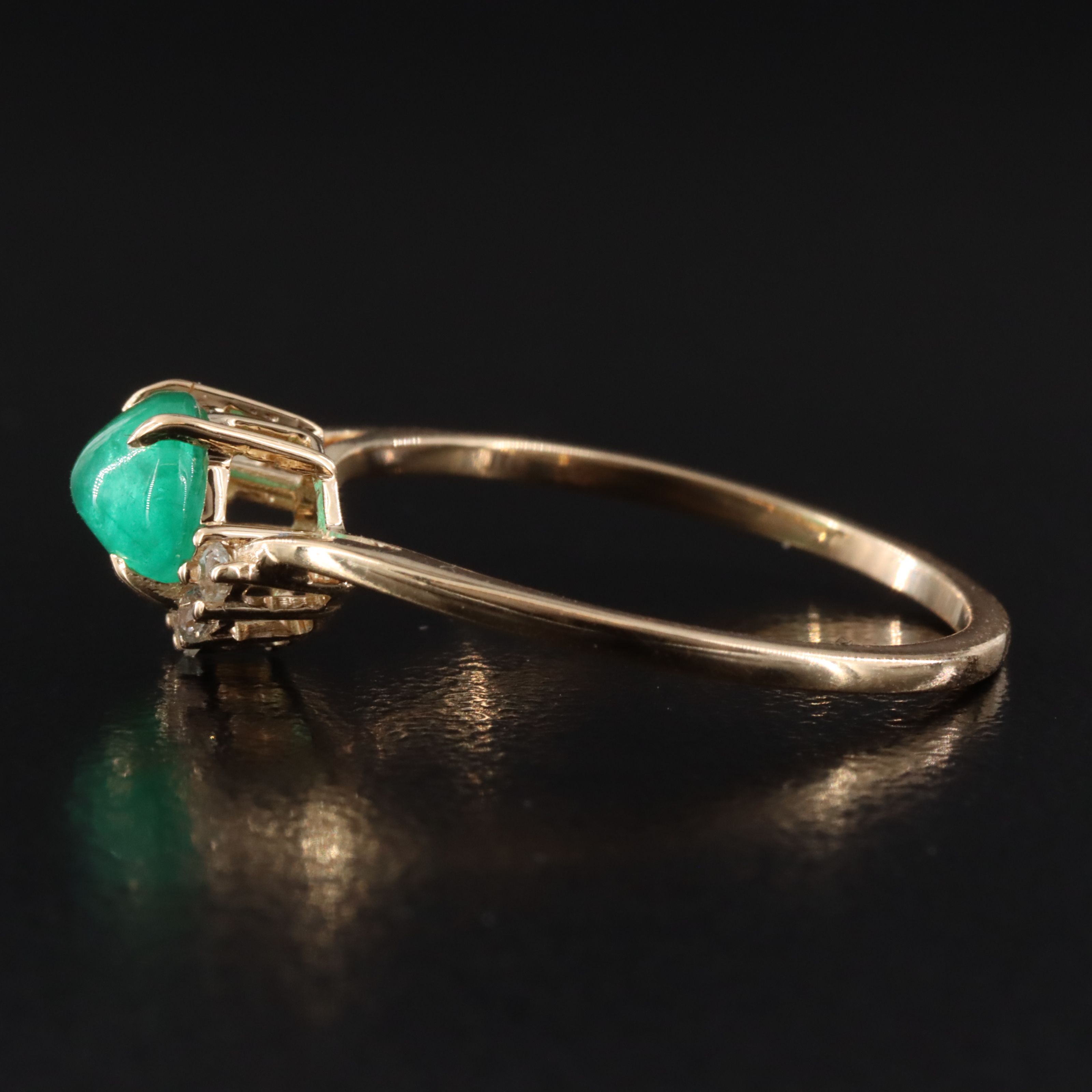 14K Emerald and White Sapphire Ring
