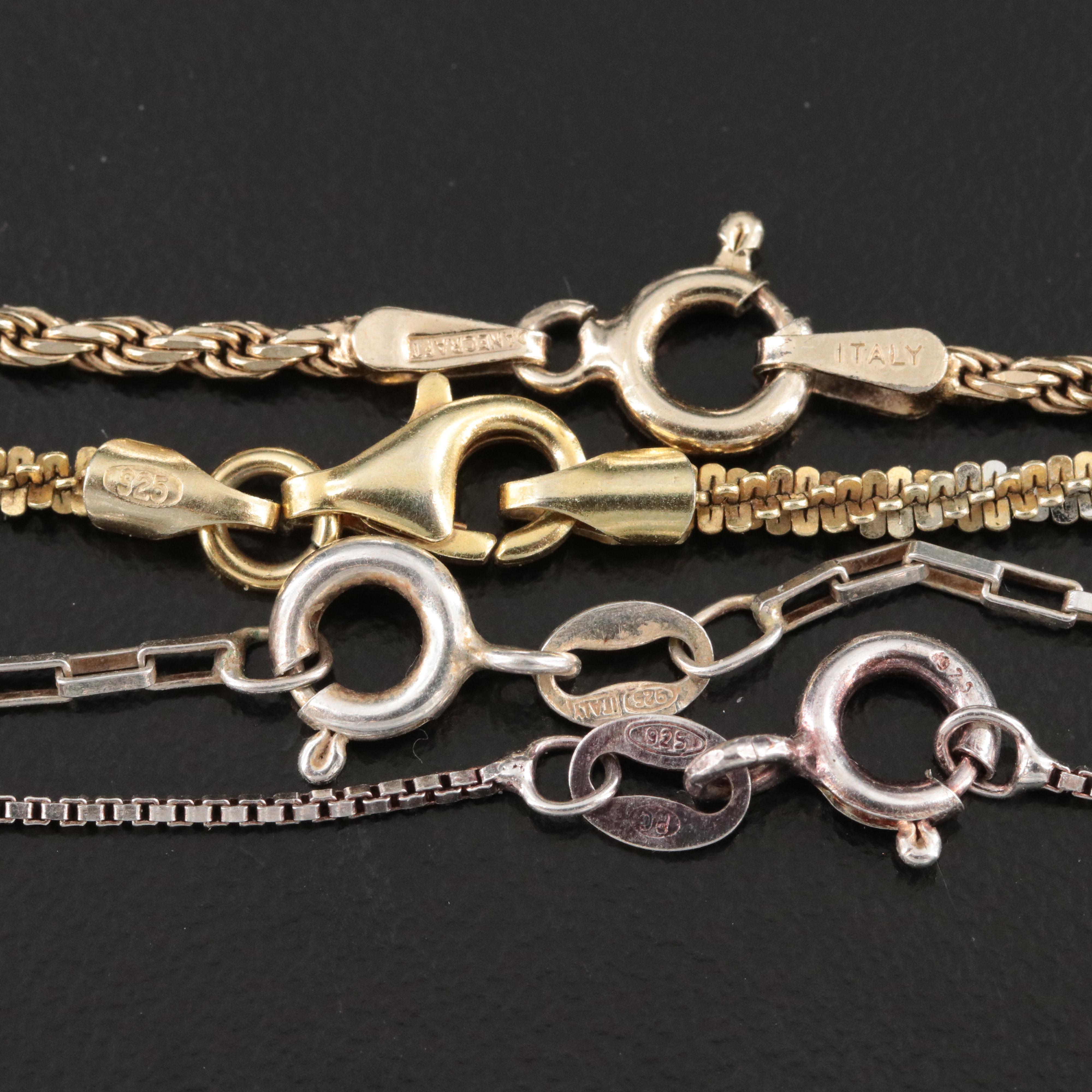 Sterling Chains with Assorted Pendants Featured in Jewelry Collection