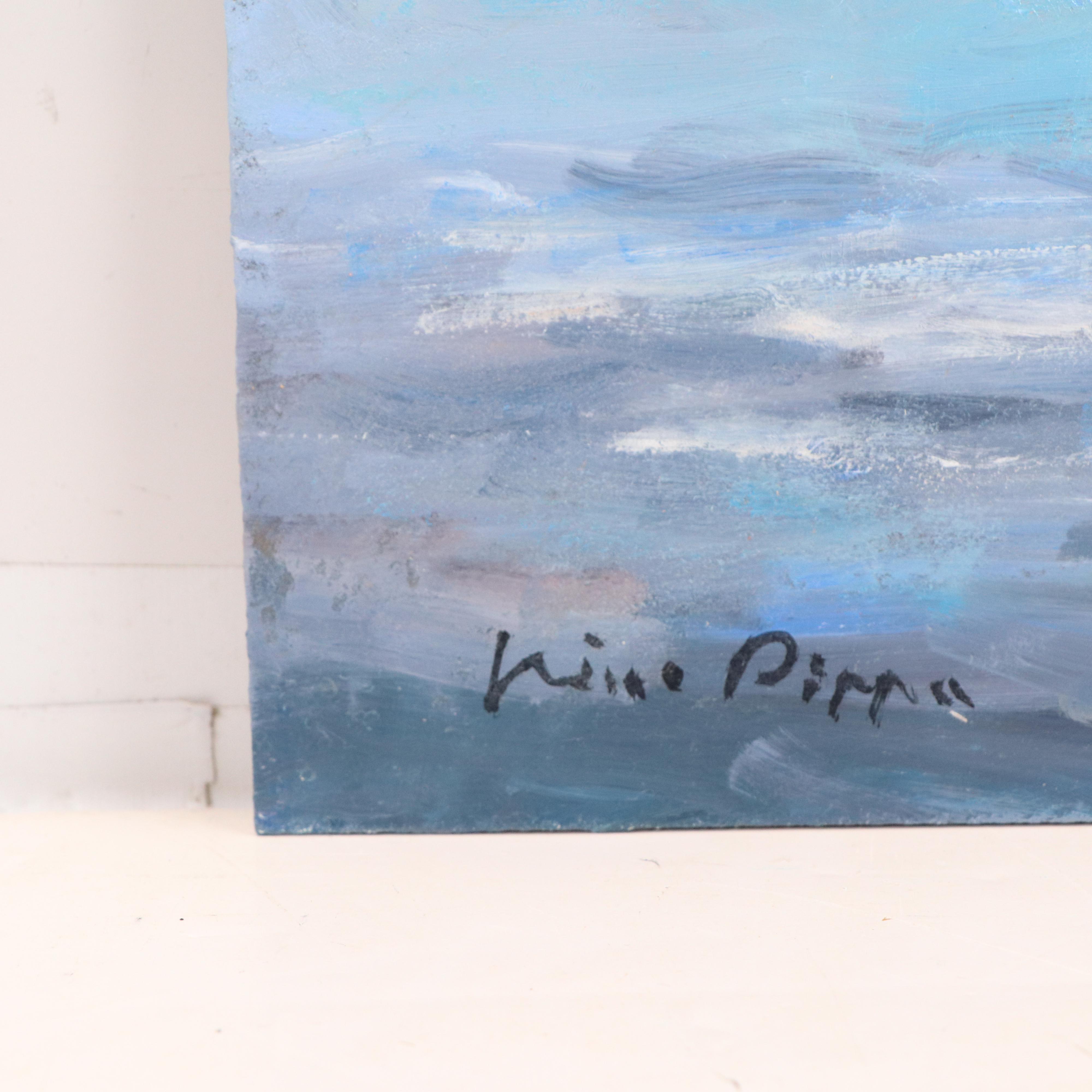 Nino Pippa Seascape Oil Painting "North Carolina - Seagulls and Sailboats," 2022
