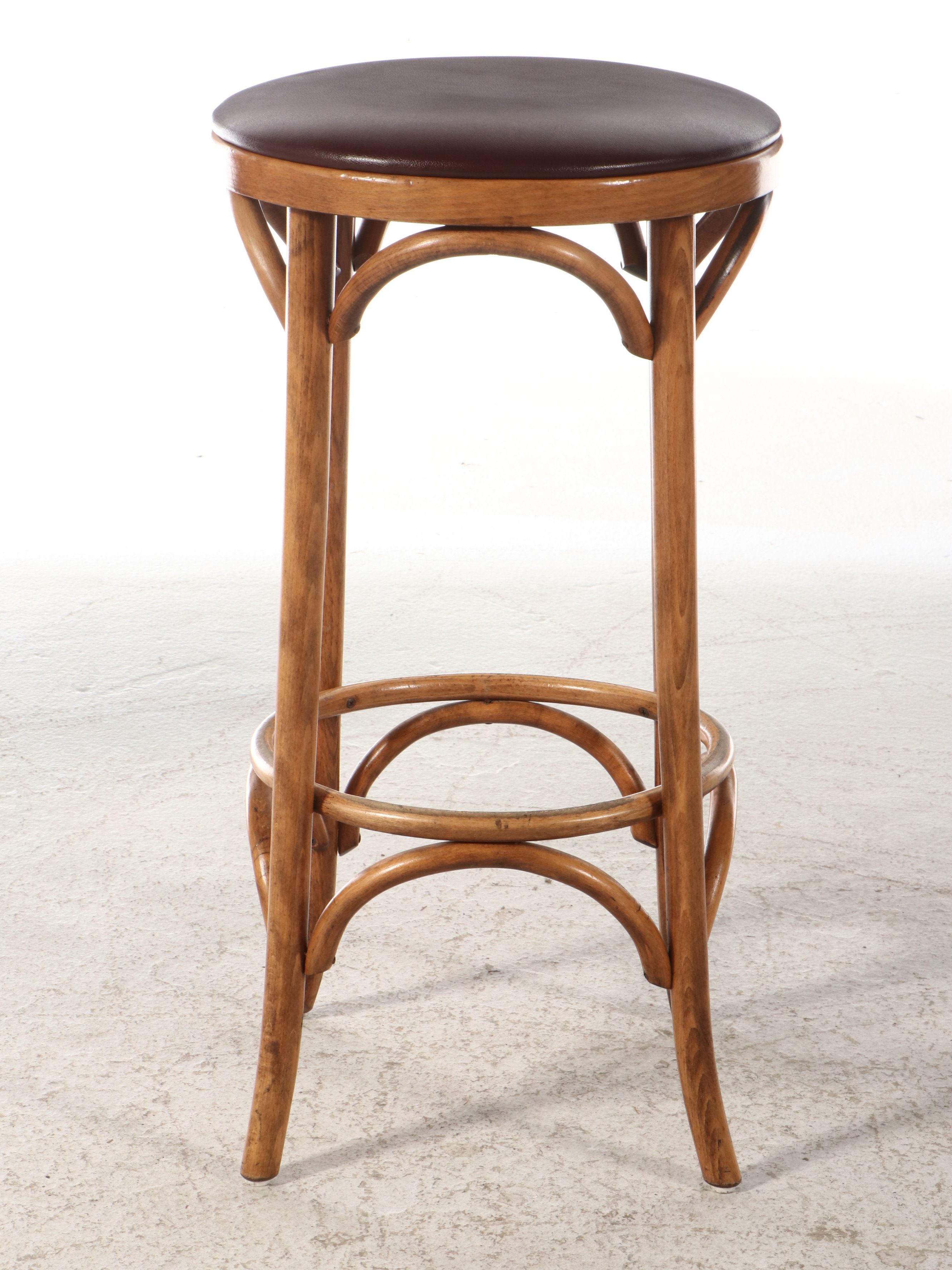 SM France Faux Marble Table with Art Nouveau Style Bentwood Barstools