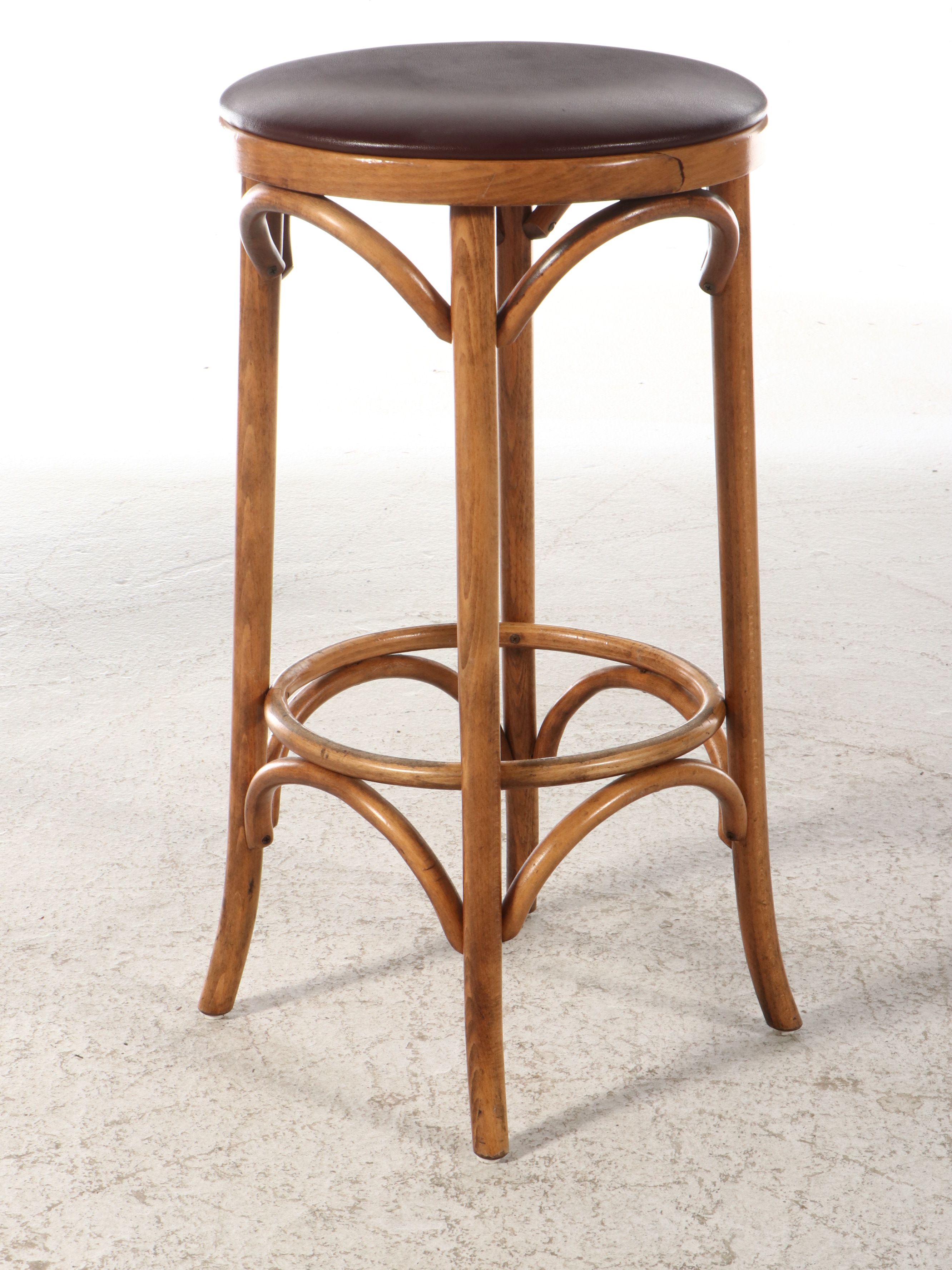 SM France Faux Marble Table with Art Nouveau Style Bentwood Barstools