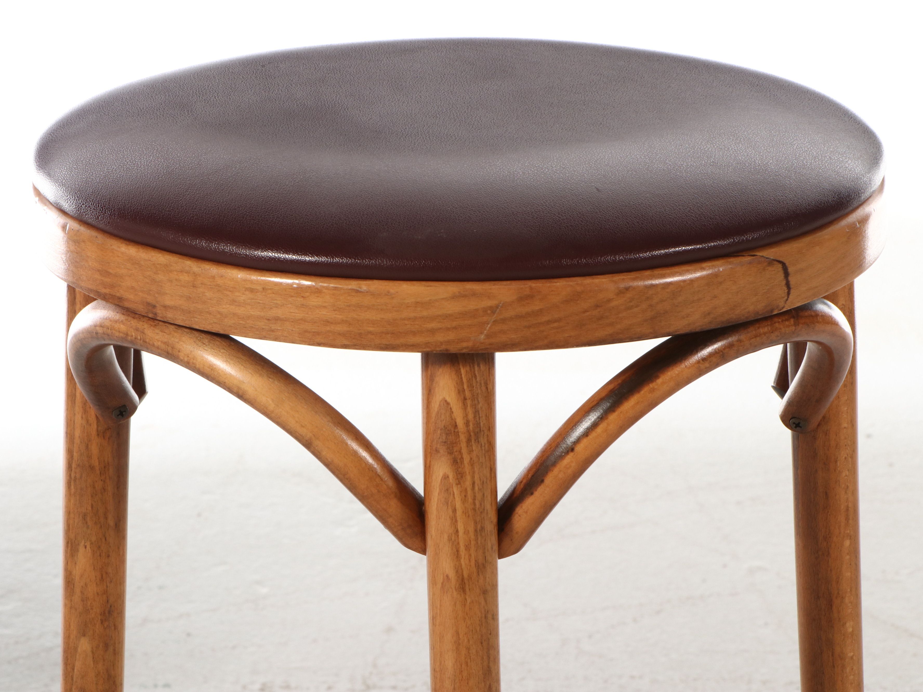 SM France Faux Marble Table with Art Nouveau Style Bentwood Barstools