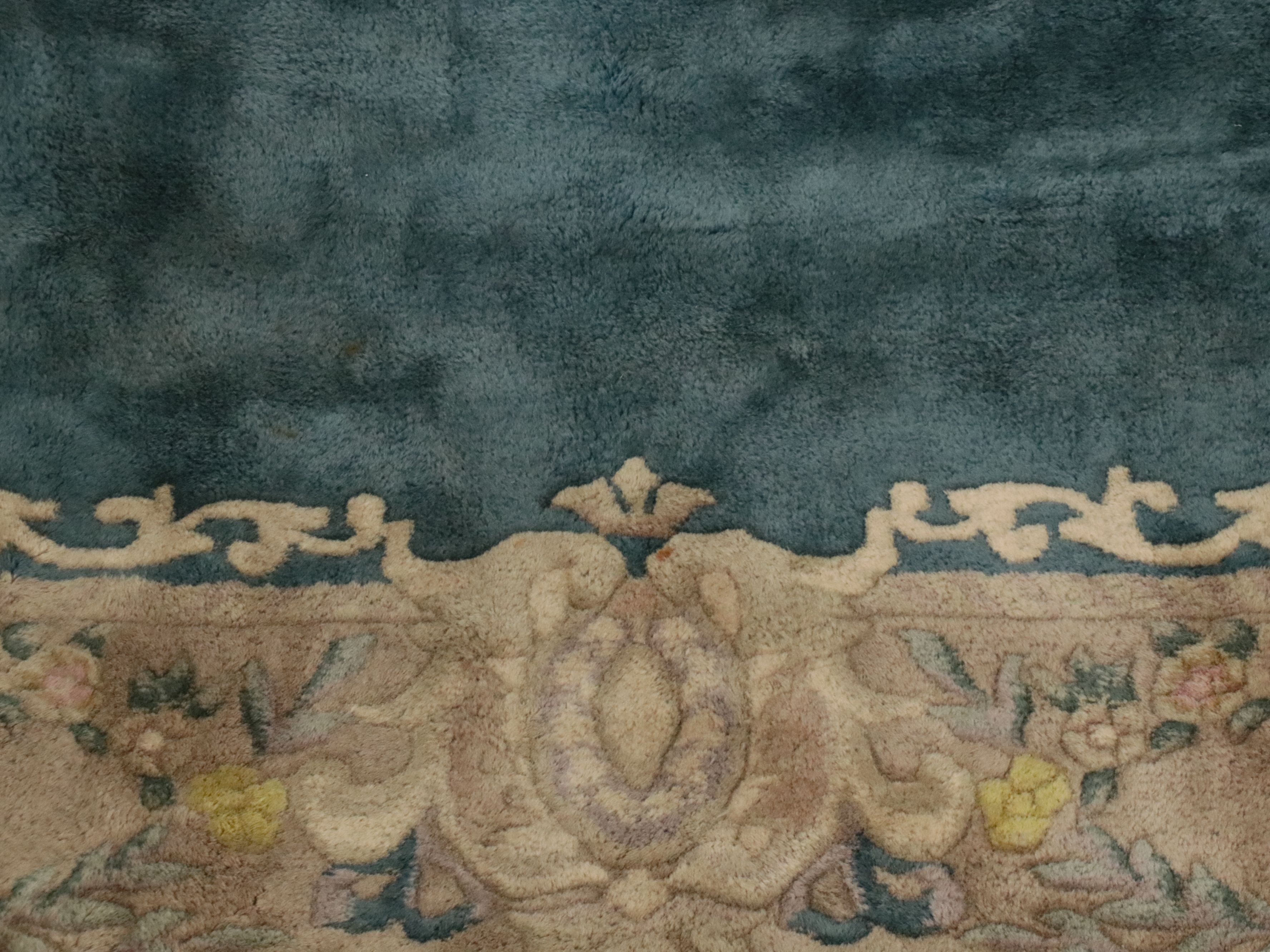 9'9 x 14'4 Hand-Knotted Indo-French Aubusson Room-Sized Rug