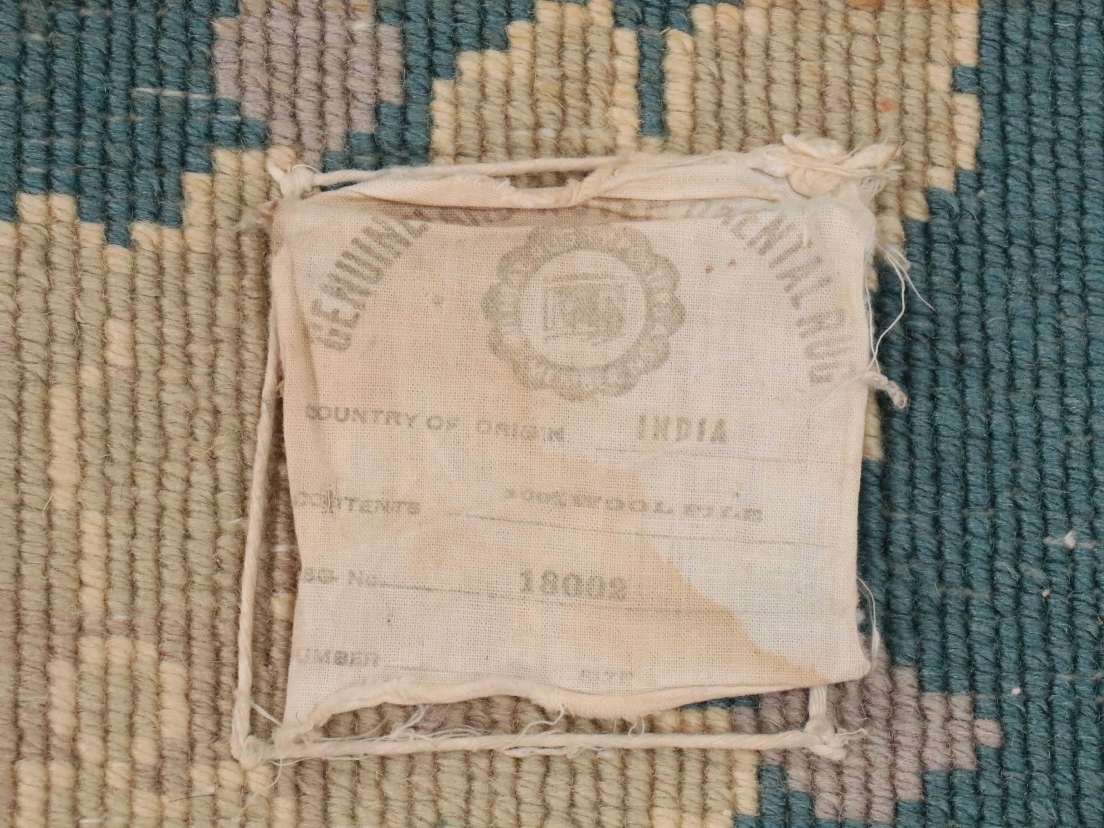 9'9 x 14'4 Hand-Knotted Indo-French Aubusson Room-Sized Rug