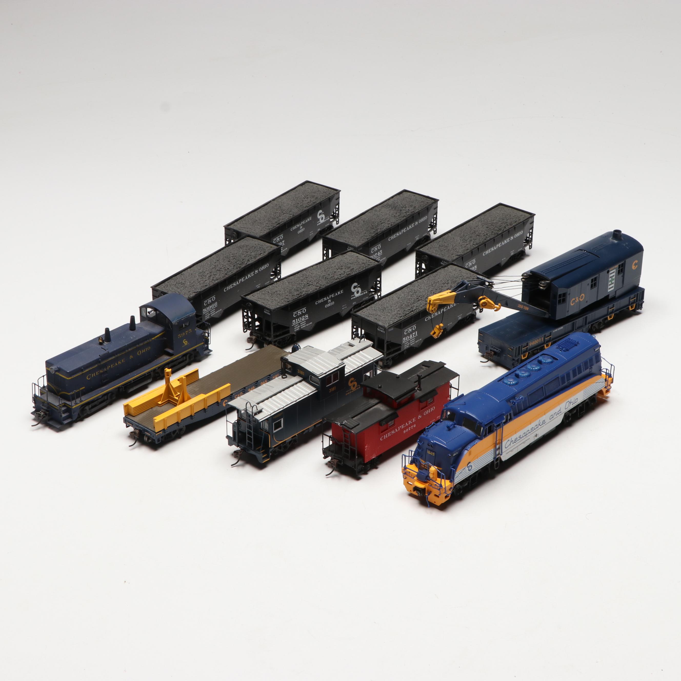 Life-Like and Kato HO Scale Locomotives and Other Chesapeake and Ohio Train Cars
