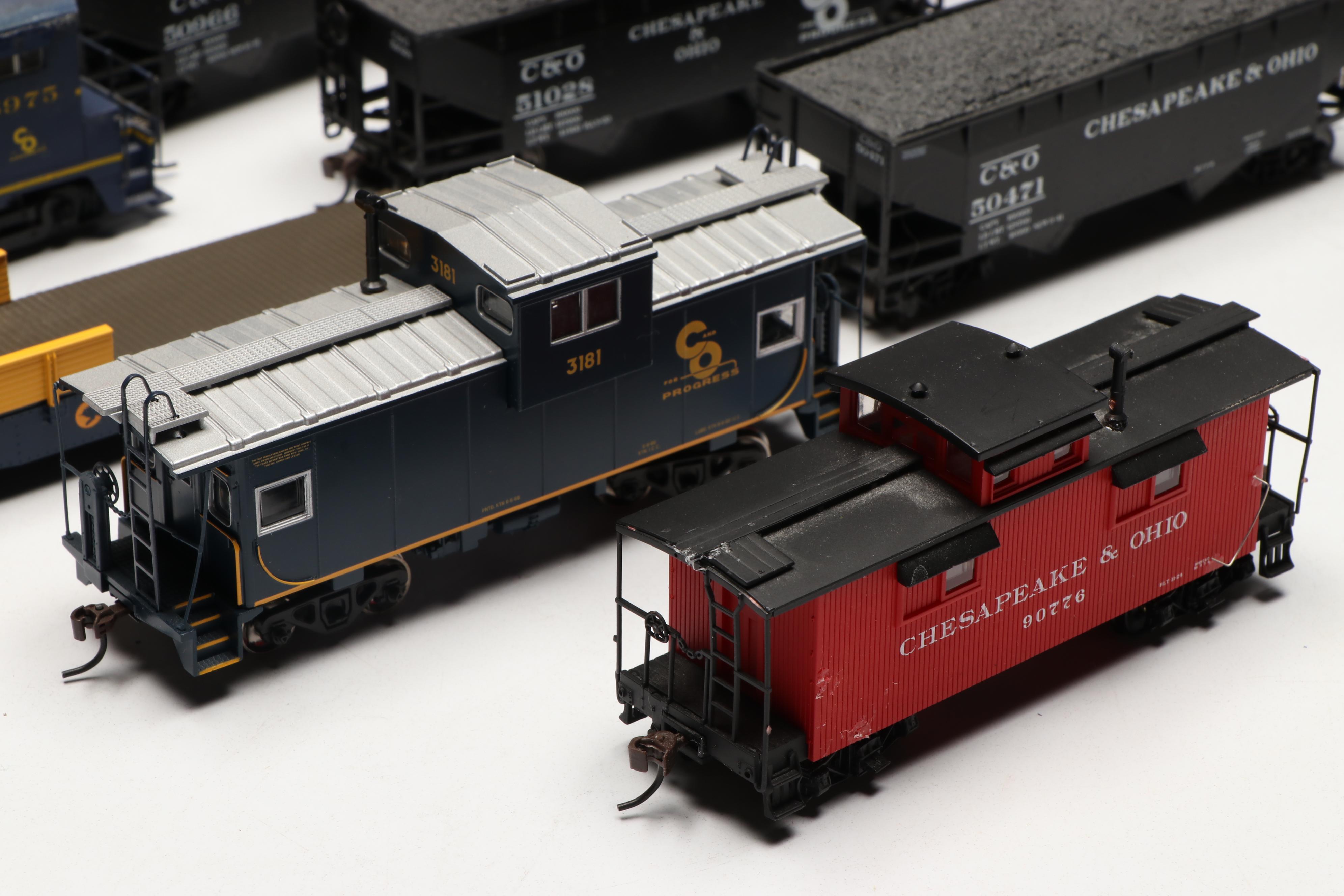 Life-Like and Kato HO Scale Locomotives and Other Chesapeake and Ohio Train Cars
