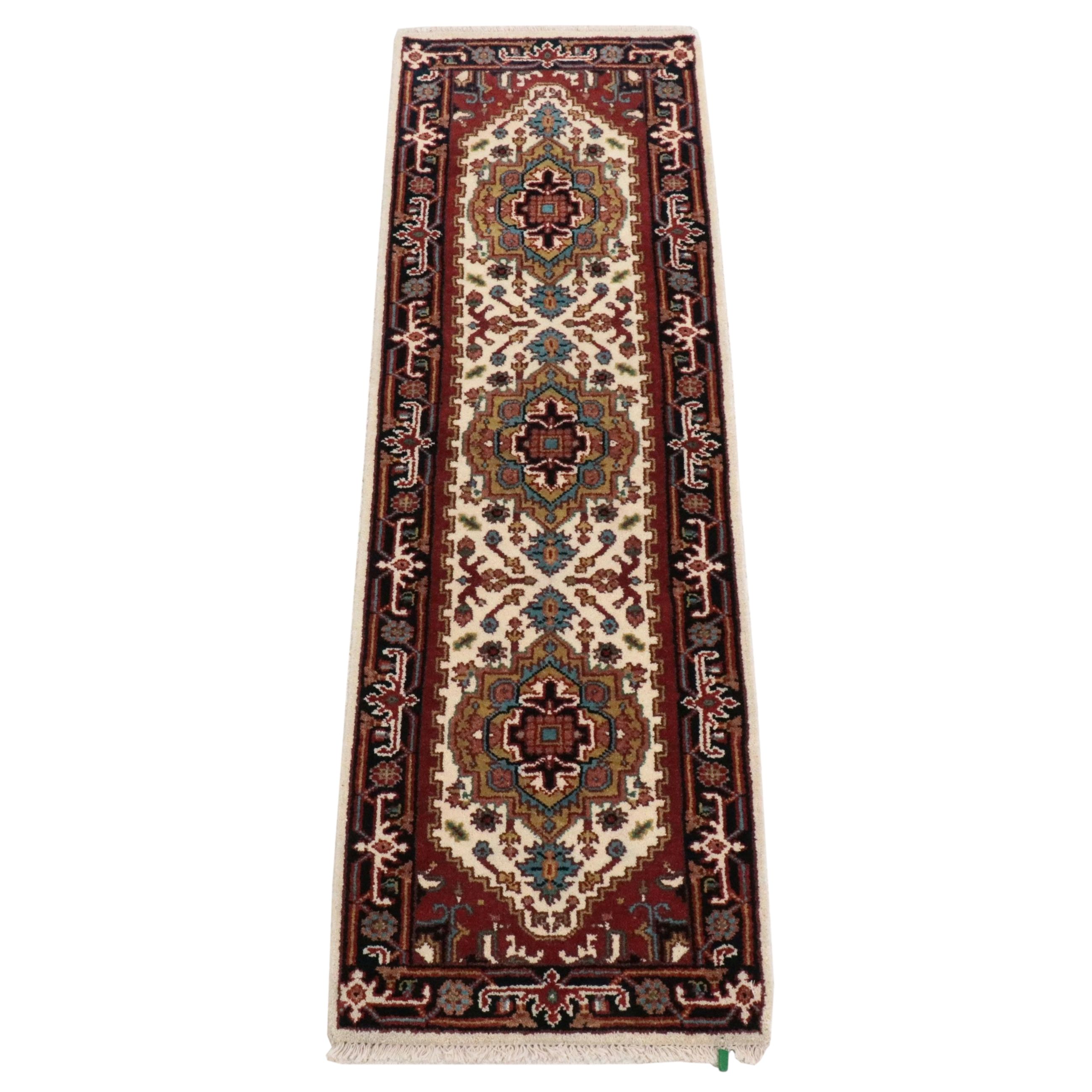 2'7 x 8'9 Hand-Knotted Indo-Persian Serapi Carpet Runner