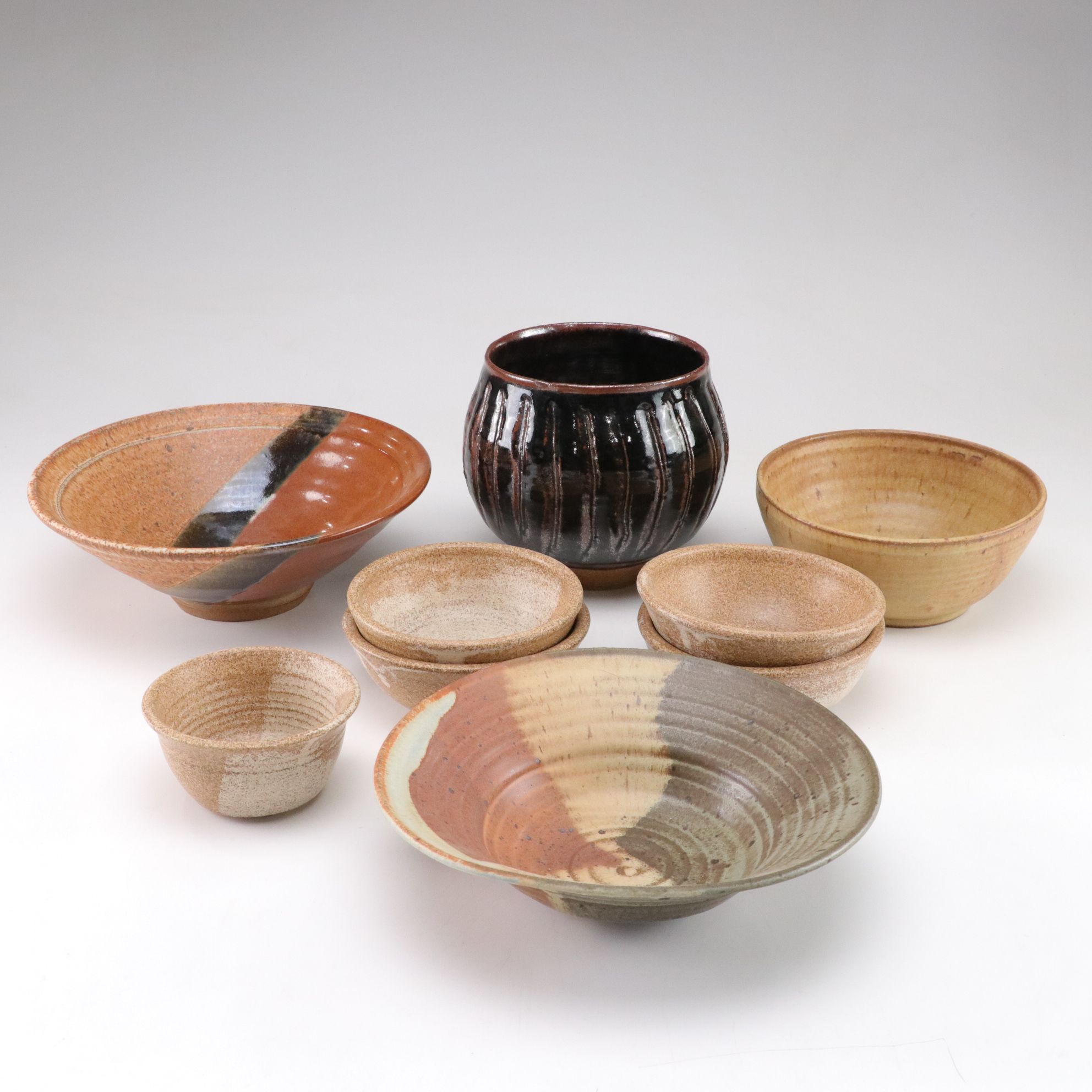 Speckled & Drip Glaze Spun Pottery Bowl Collection