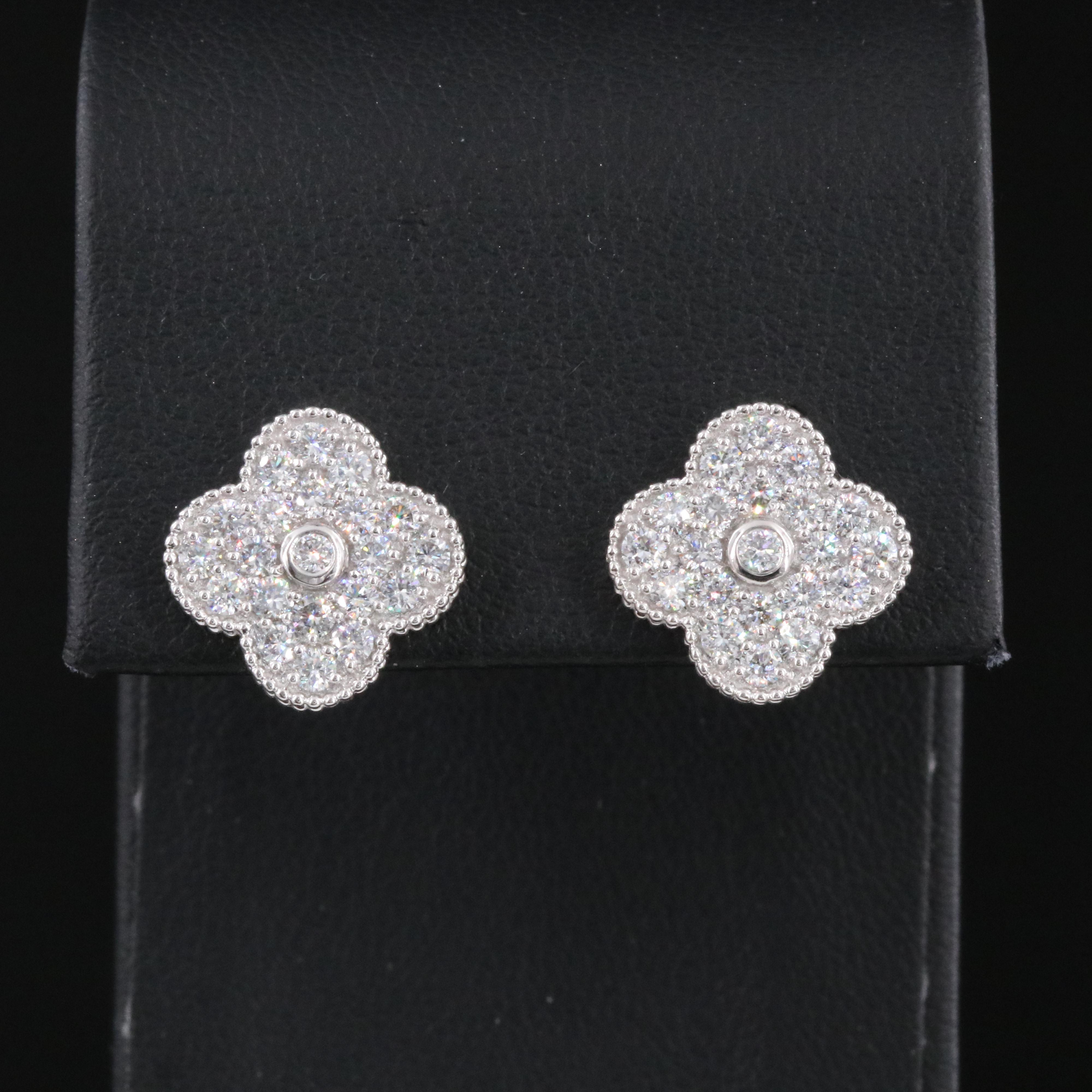 14K 1.05 CTW Lab Grown Diamond Quatrefoil Earrings