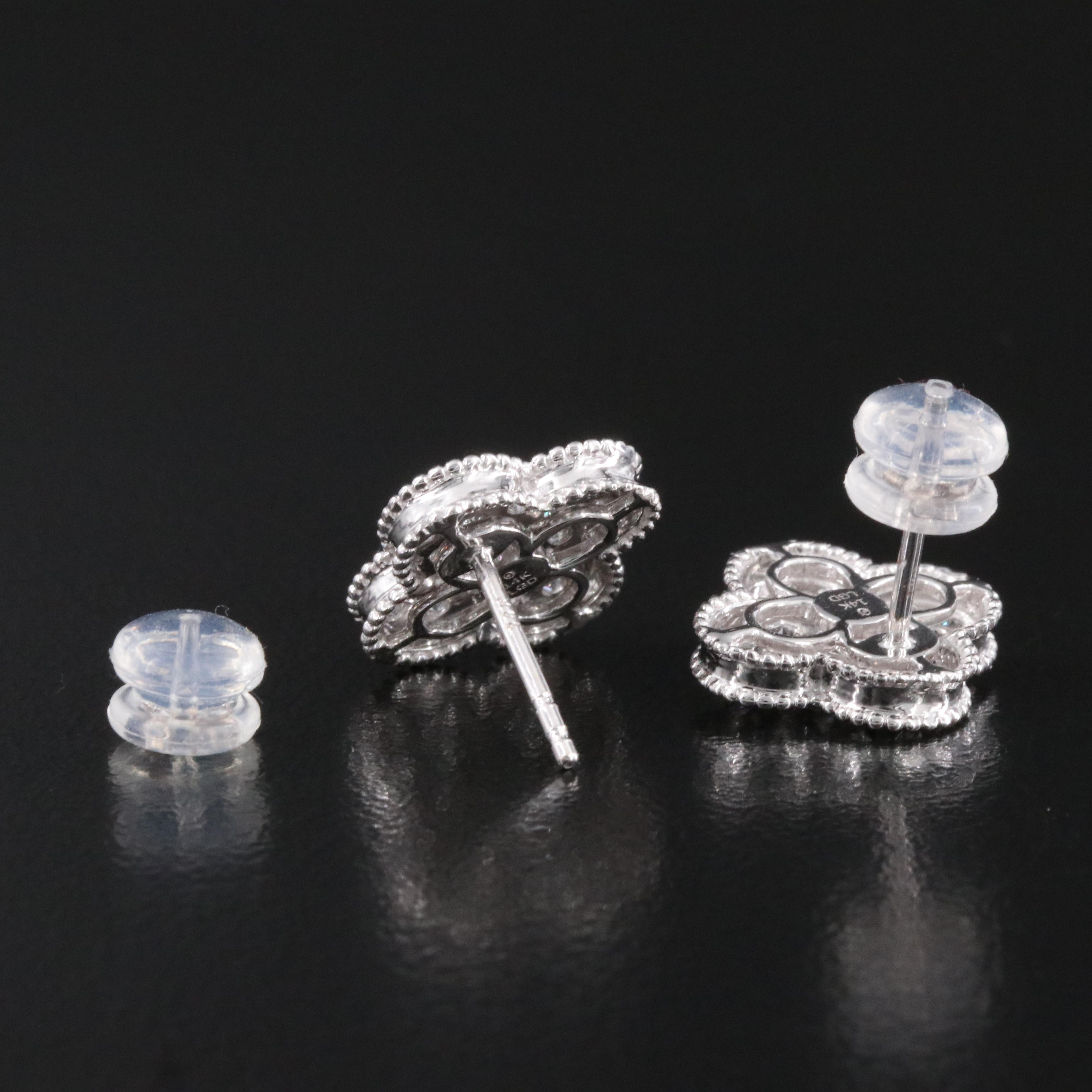 14K 1.05 CTW Lab Grown Diamond Quatrefoil Earrings