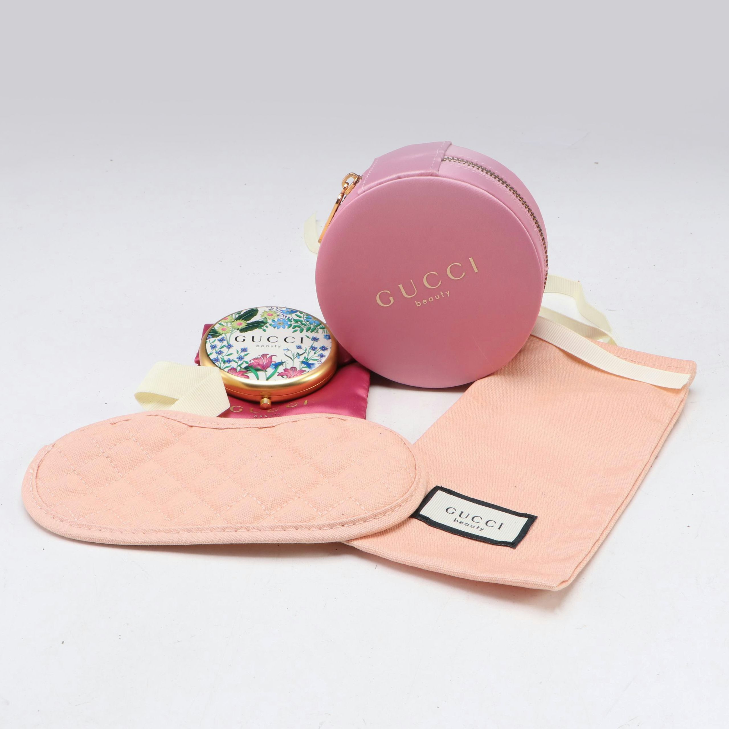 Gucci Beauty Round Jewelry Case, Compact Mirror and Quilted Canvas Sleep Mask