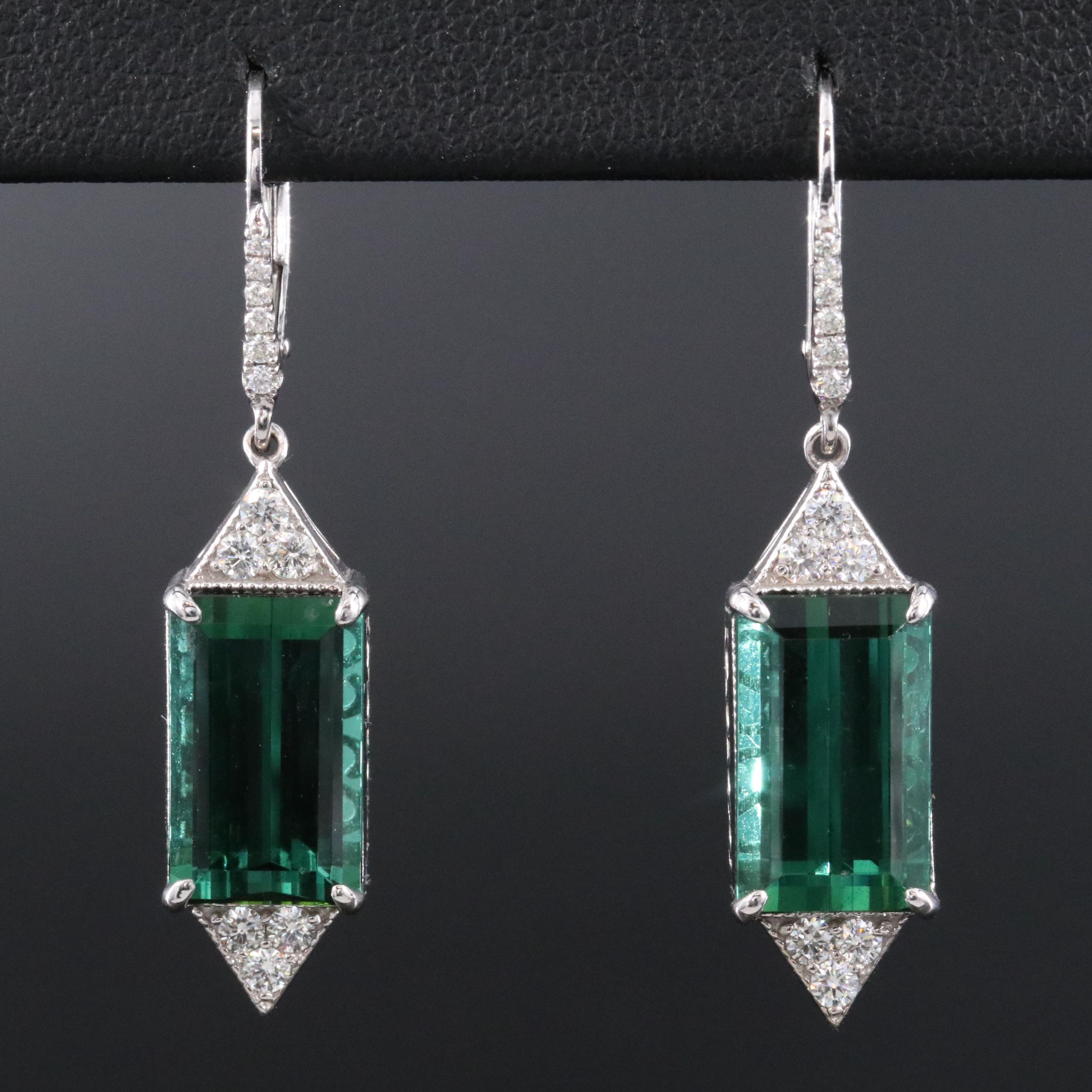 14K 9.00 CTW Tourmaline and Diamond Earrings